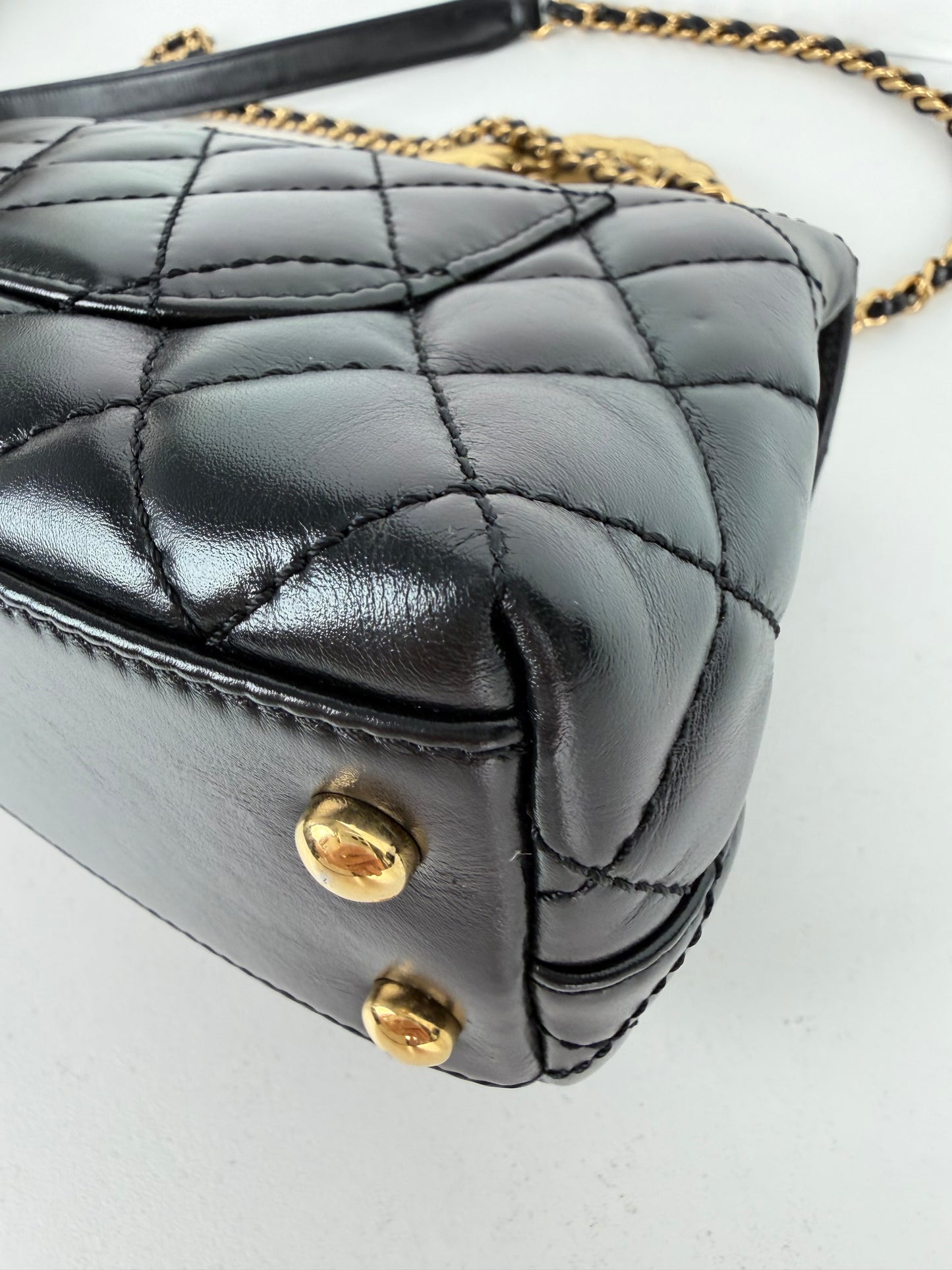 Chanel Coco Handle Bag Mini in Black Quilted Leather with Gold Hardware NFC YD-5