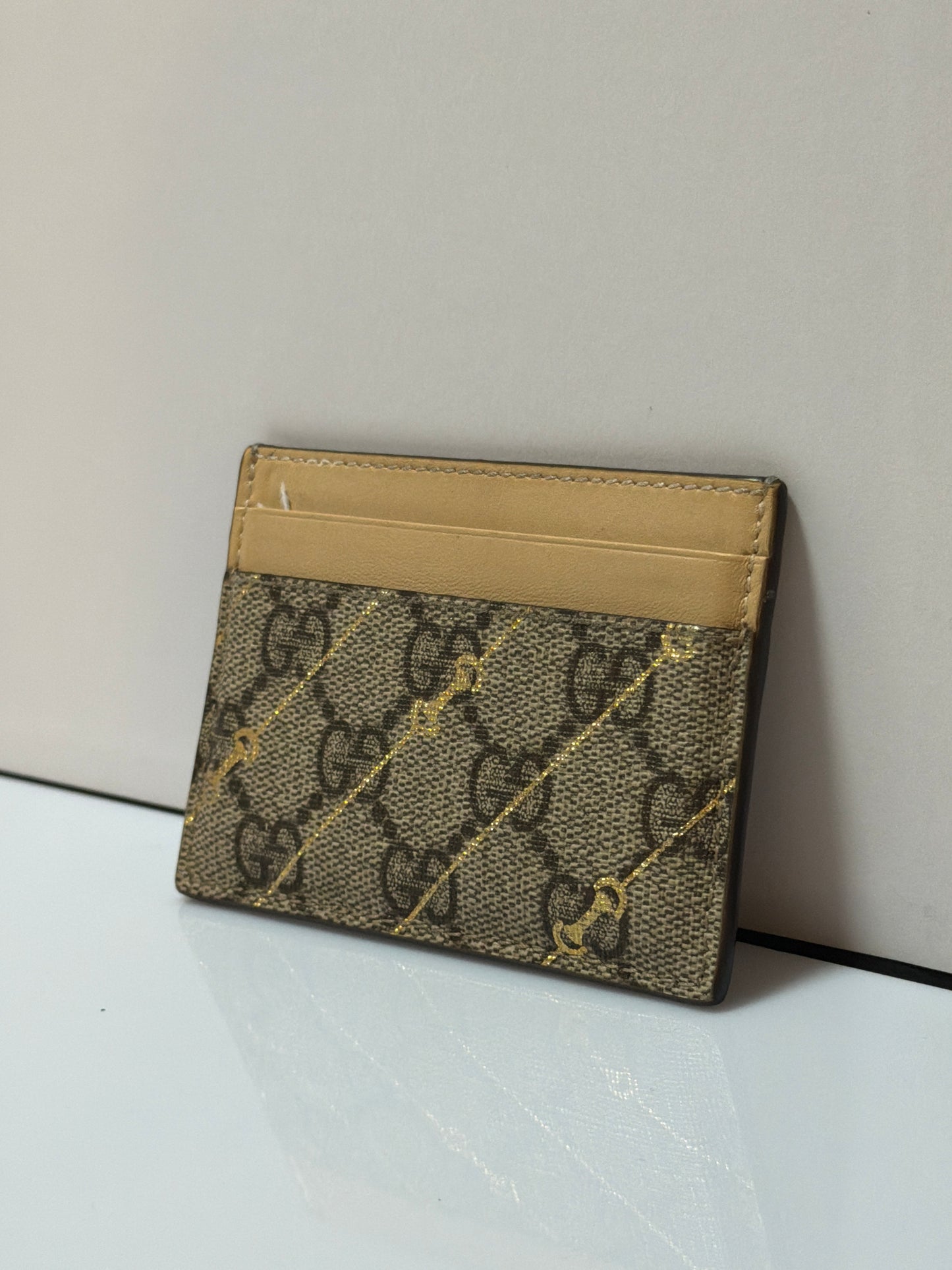 Gucci GG Supreme Card Holder Metallic & Neutrals