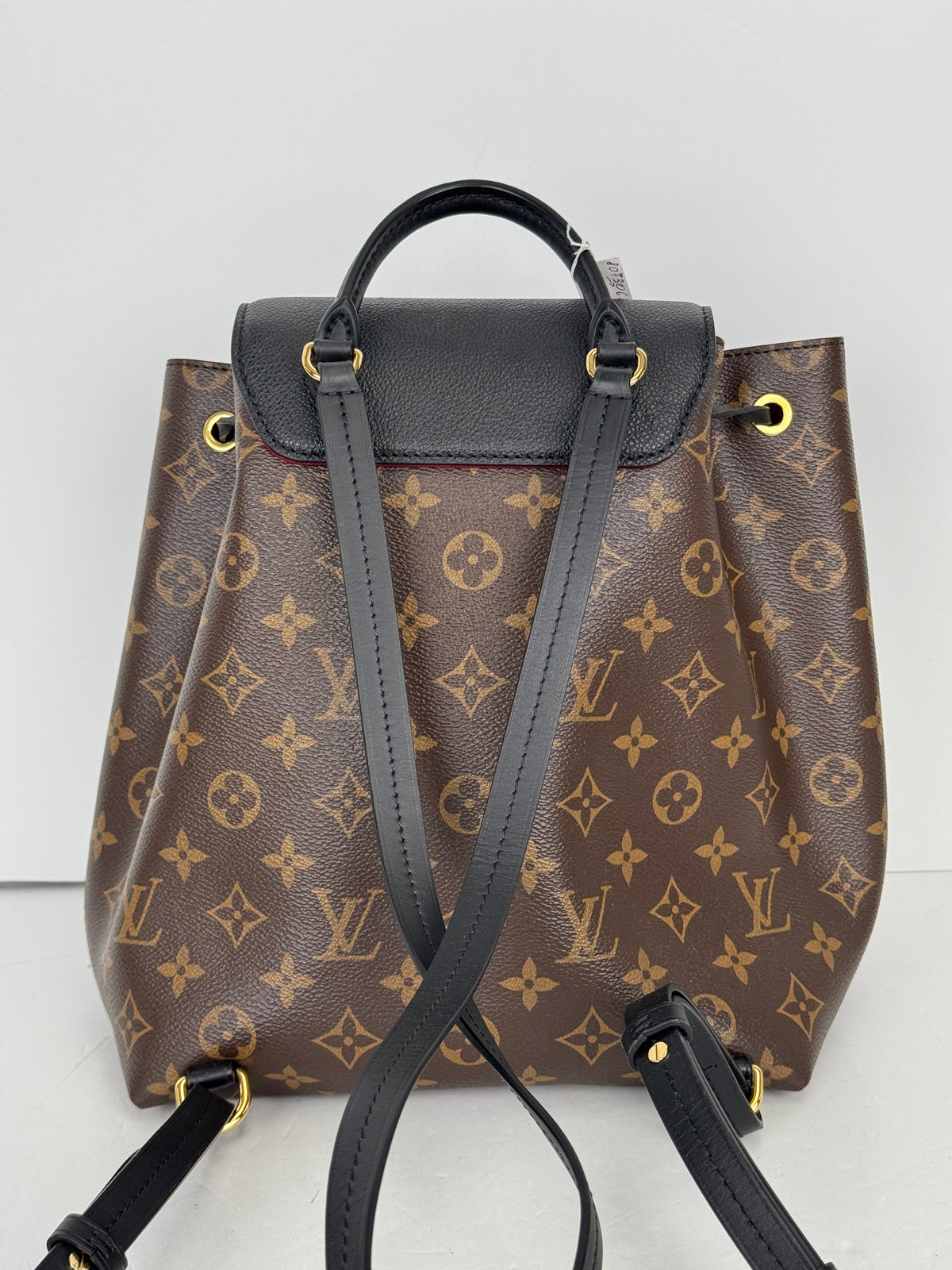 Louis Vuitton Monogram Montsouris PM Backpack in Black Leather & Brown LV Monogram Canvas