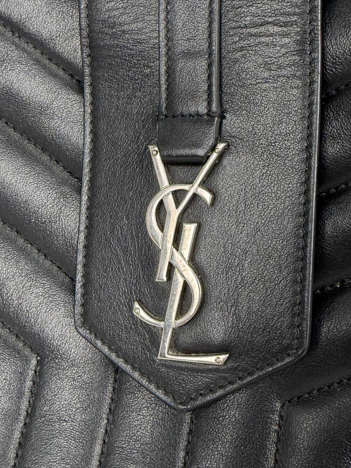 Saint Laurent Monogram Large Loulou Shopper Bag in Black Calfskin Leather YS23