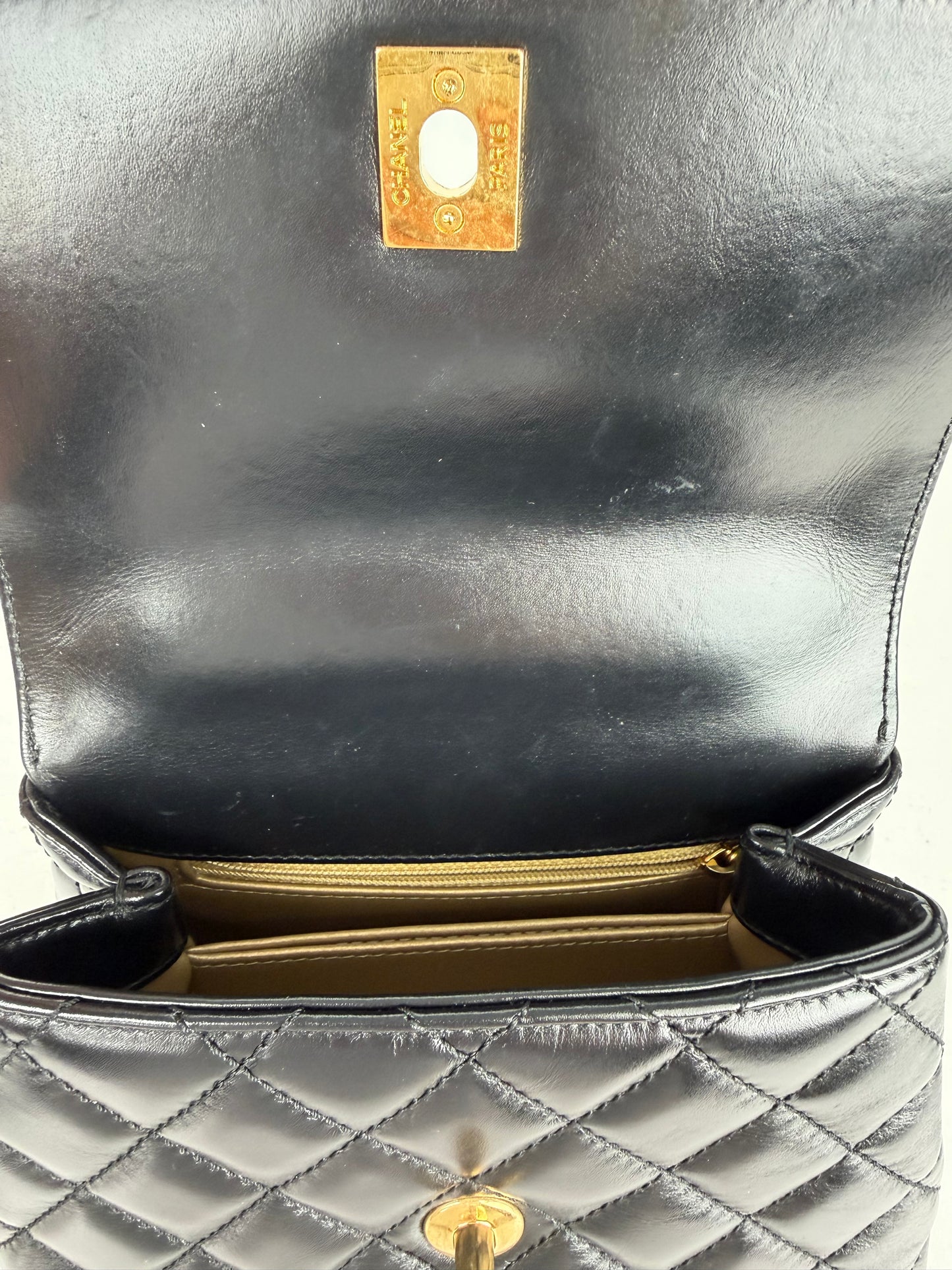 Chanel Coco Handle Bag Mini in Black Quilted Leather with Gold Hardware NFC YD-5