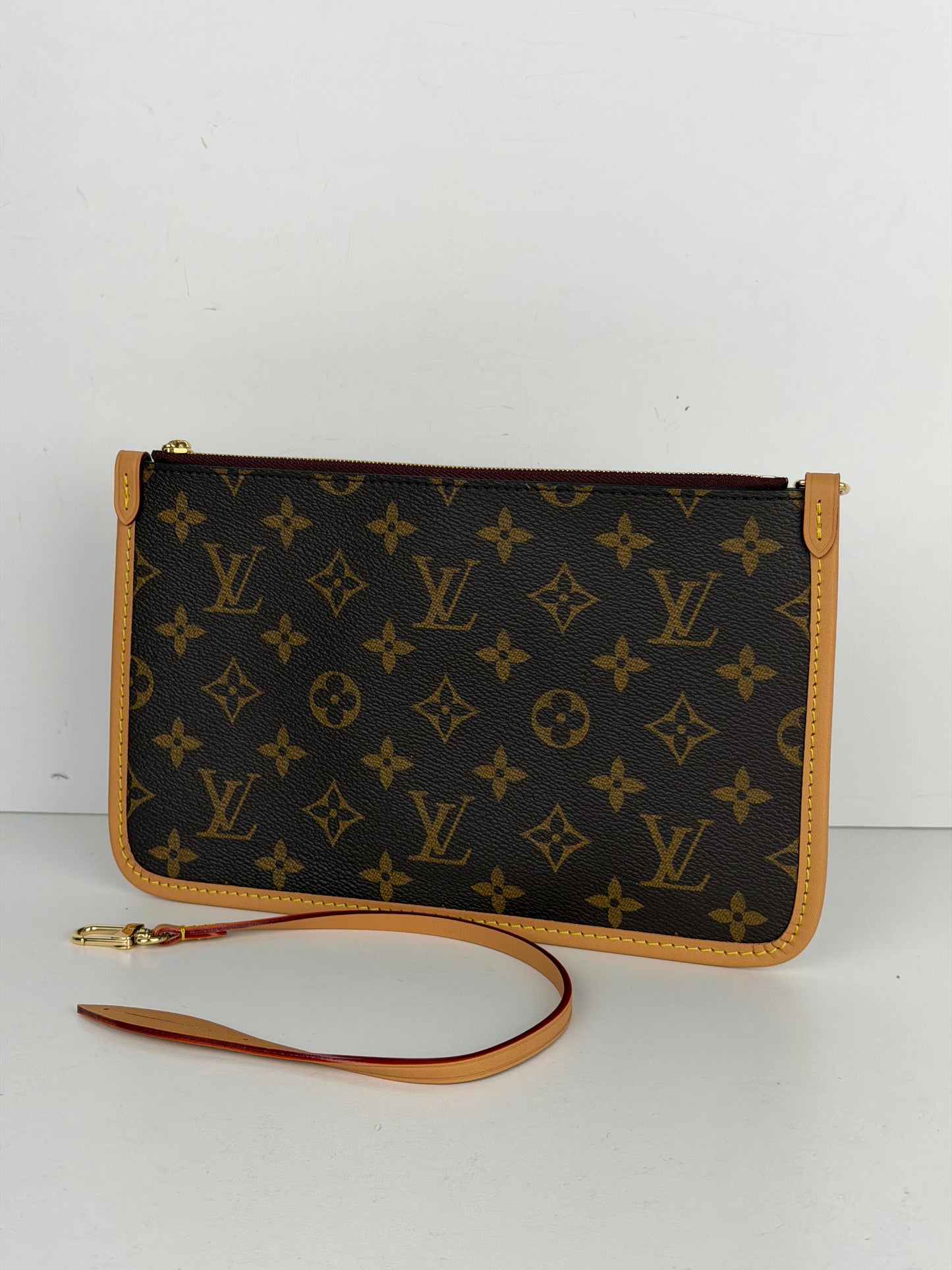Louis Vuitton CarryAll MM Pochette Bag in Brown LV Monogram Coated Canvas YK-1