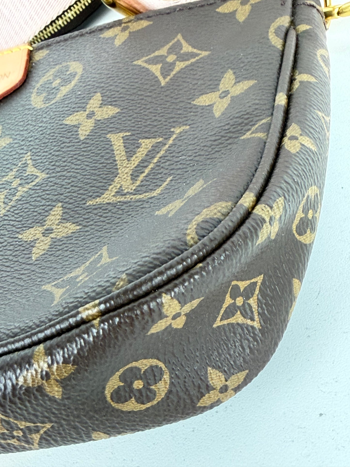 Louis Vuitton Multi Pochette Bag in Pink & Brown LV Monogram Coated Canvas NFC C-9