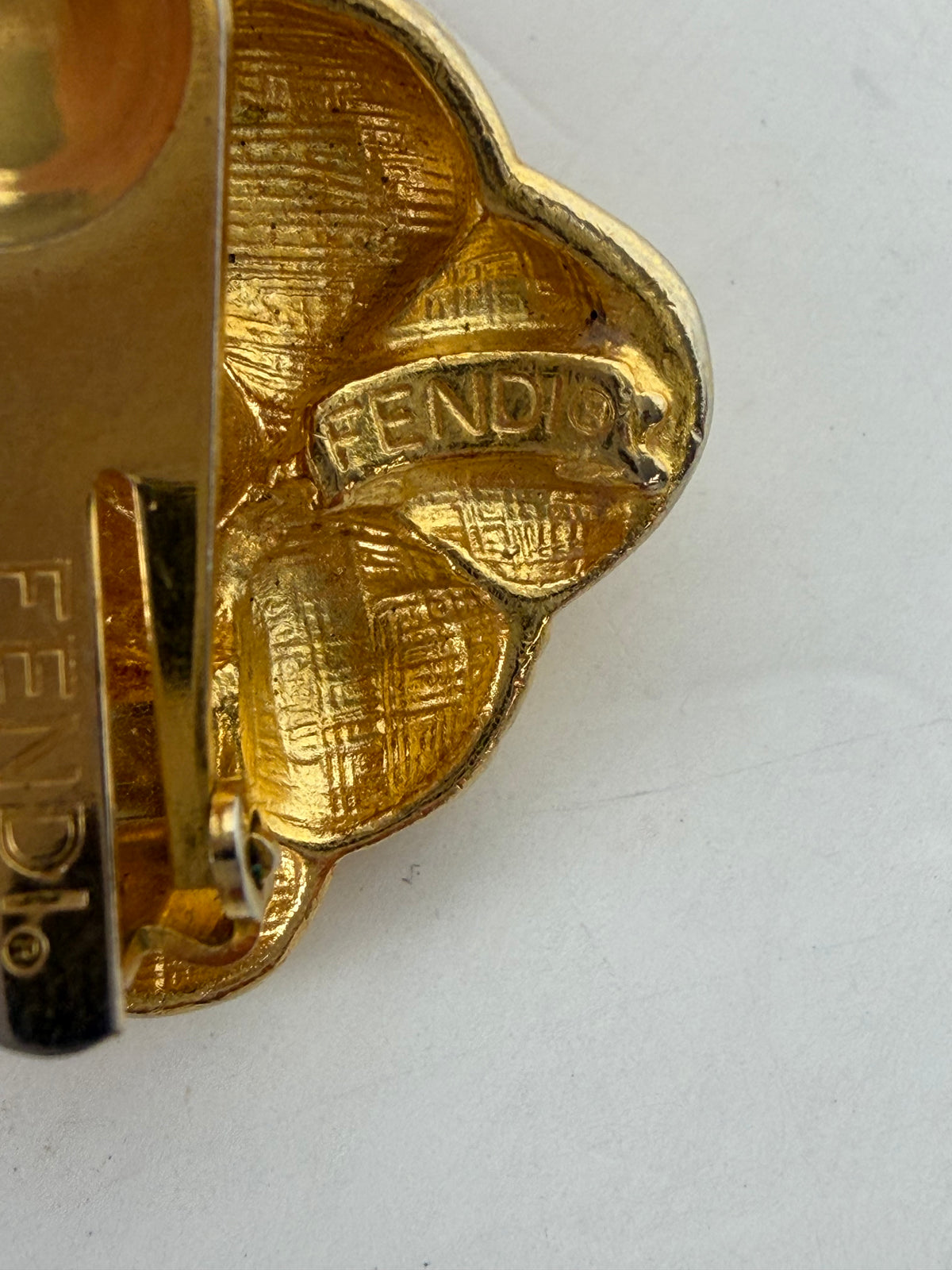 Fendi Basket-Weave Clip On Earrings in Gold-Tone Metal YK3