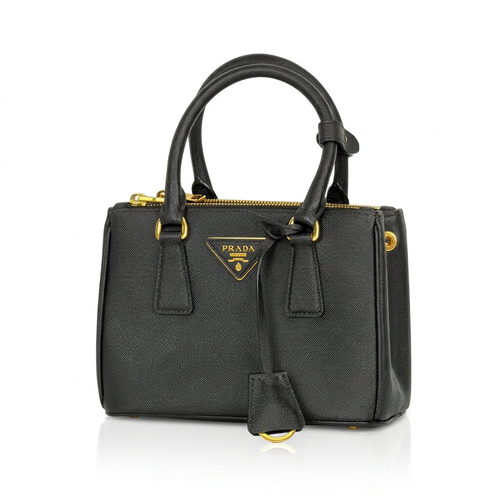 Prada Galleria Mini Top-Handle Bag in Black Saffiano Leather YK1