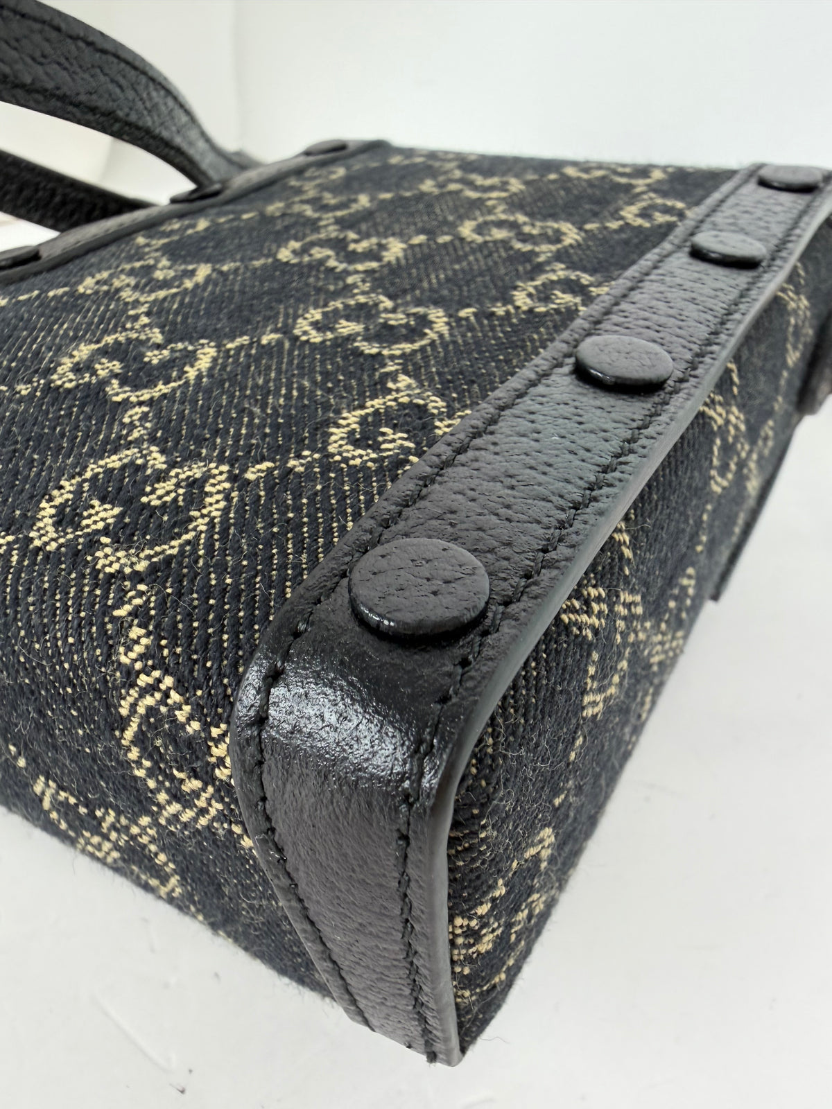 Gucci GG Denim 1955 Horsebit Mini Bag in Black Canvas YS07