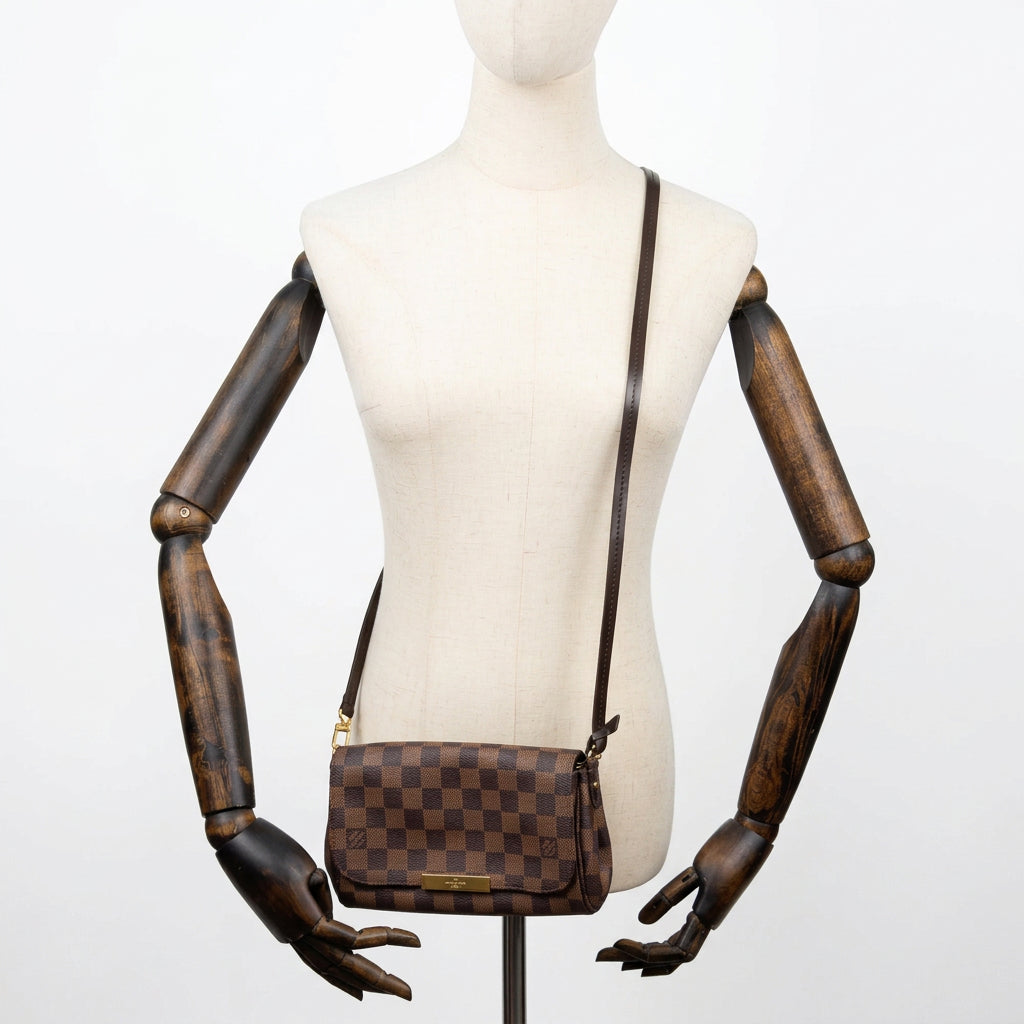 Louis Vuitton Favorite PM Shoulder Bag in Brown Damier Ebene Coated Canvas YS22