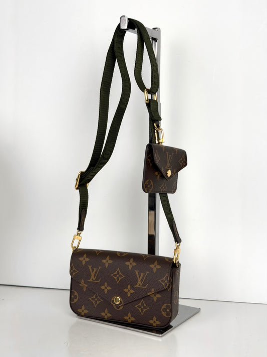Louis Vuitton Felicie Strap & Go Crossbody Bag in Khaki & Brown Monogram Coated Canvas NFC YC7