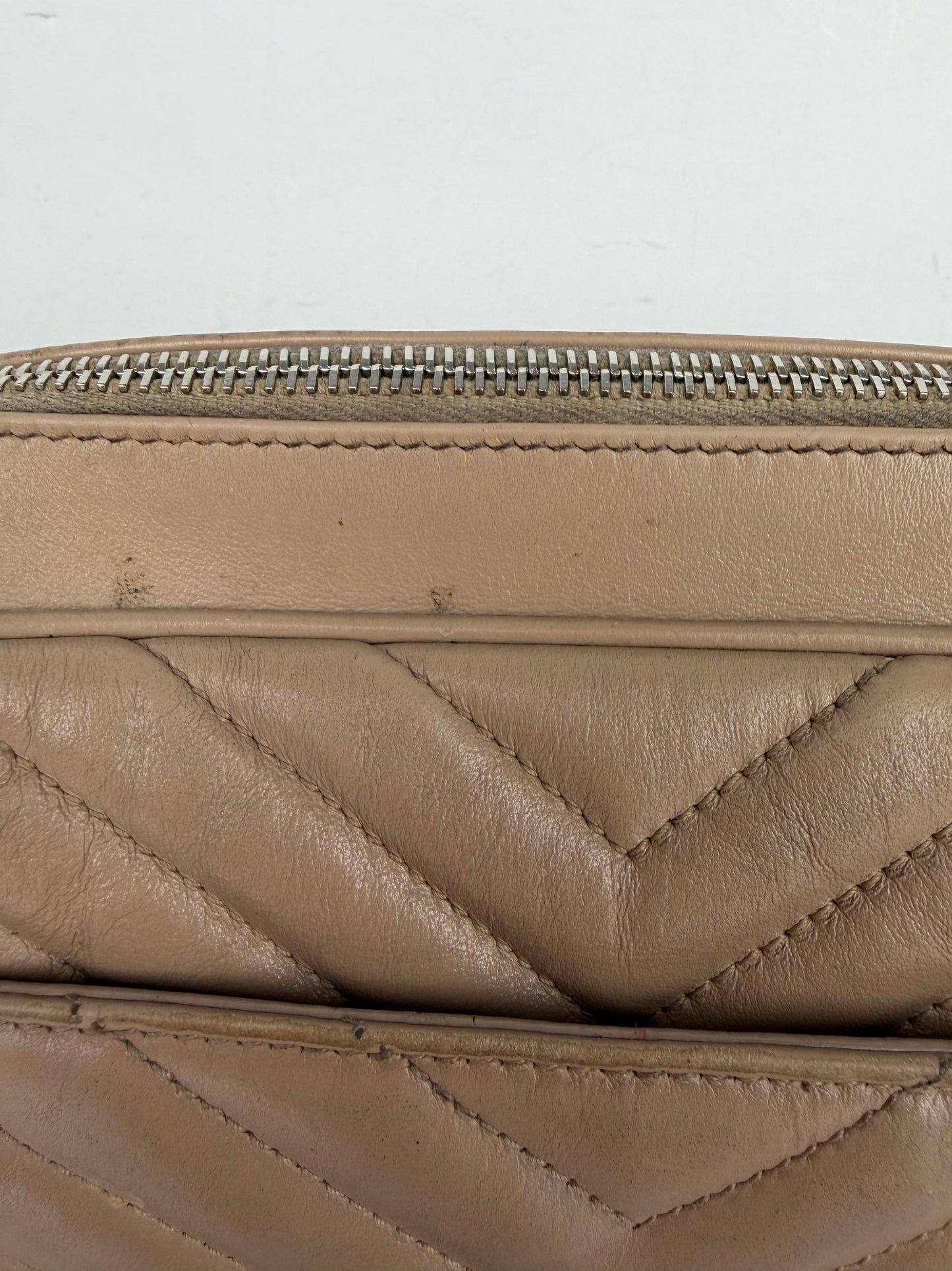 Saint Laurent Matelasse Monogram Lou Camera Bag Small in Beige Leather YS-08