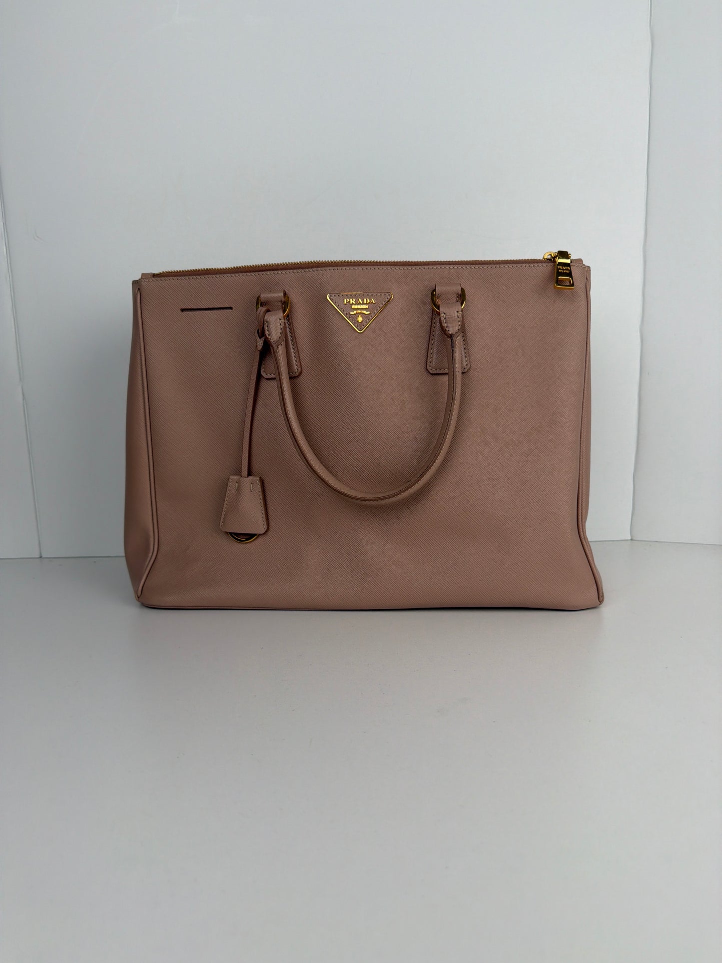 Prada Saffiano Leather Satchel Bag Beige