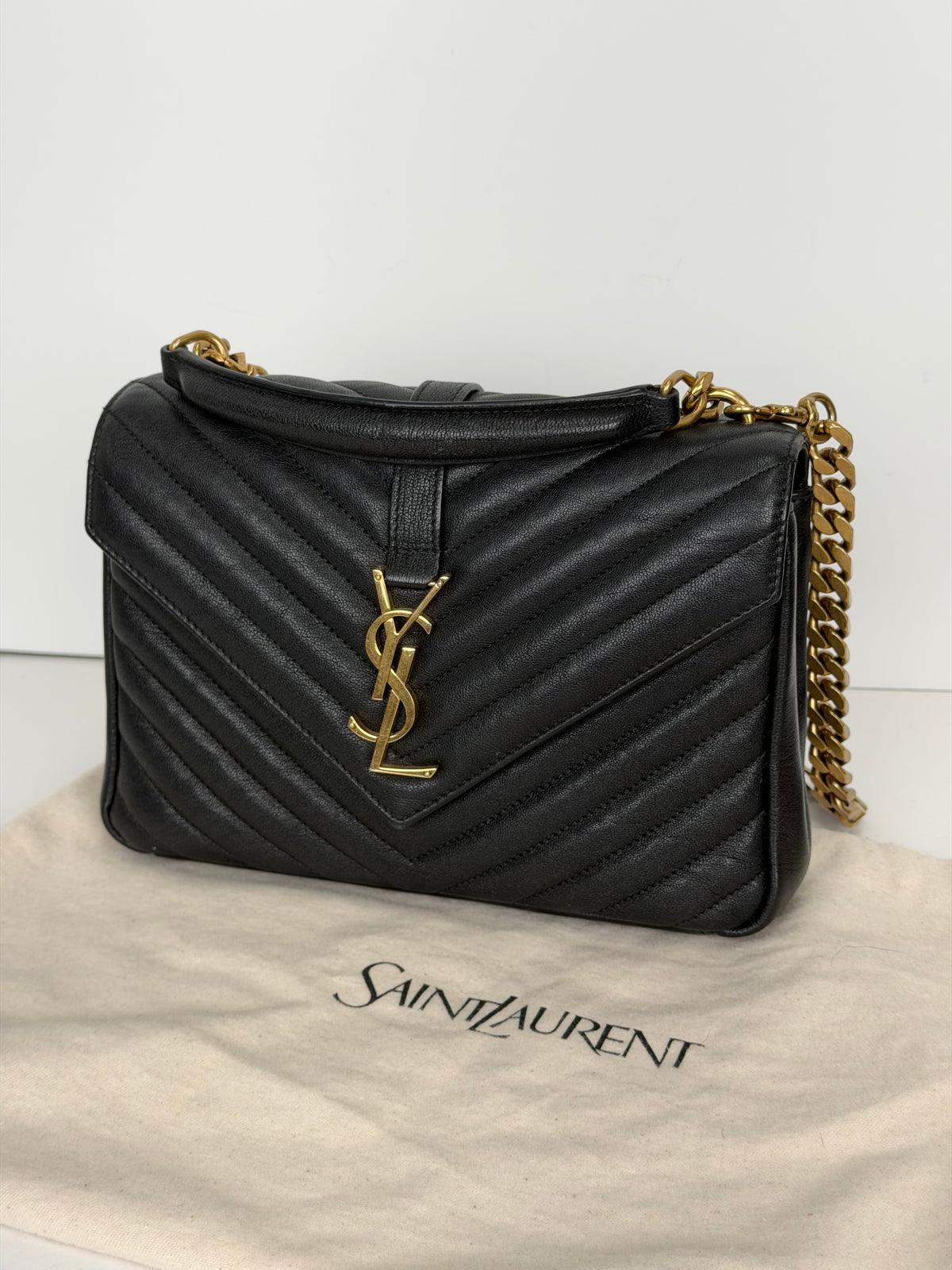 Saint Laurent Medium Envelope Bag in Black Quilted Leather YS-07