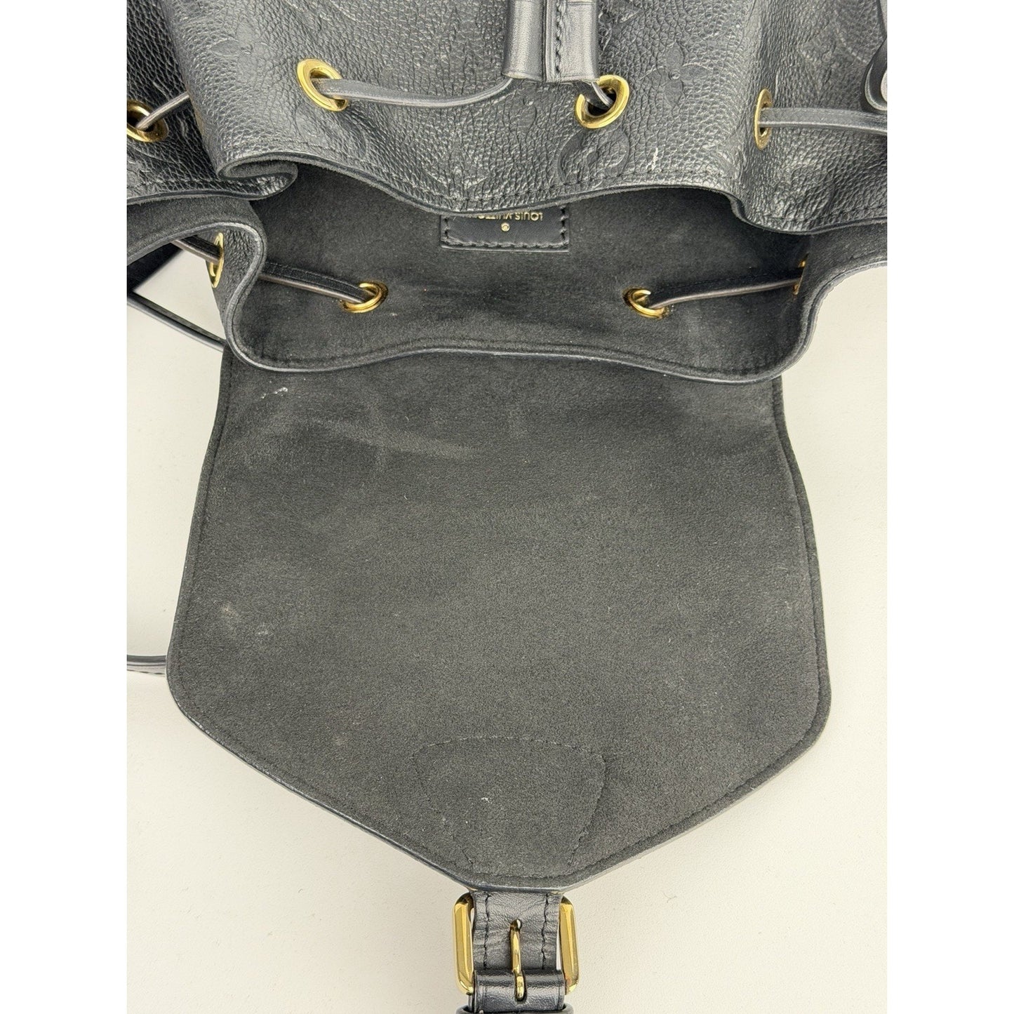 Louis Vuitton Montsouris PM Backpack Black Monogram Empreinte Leather NFC E-6