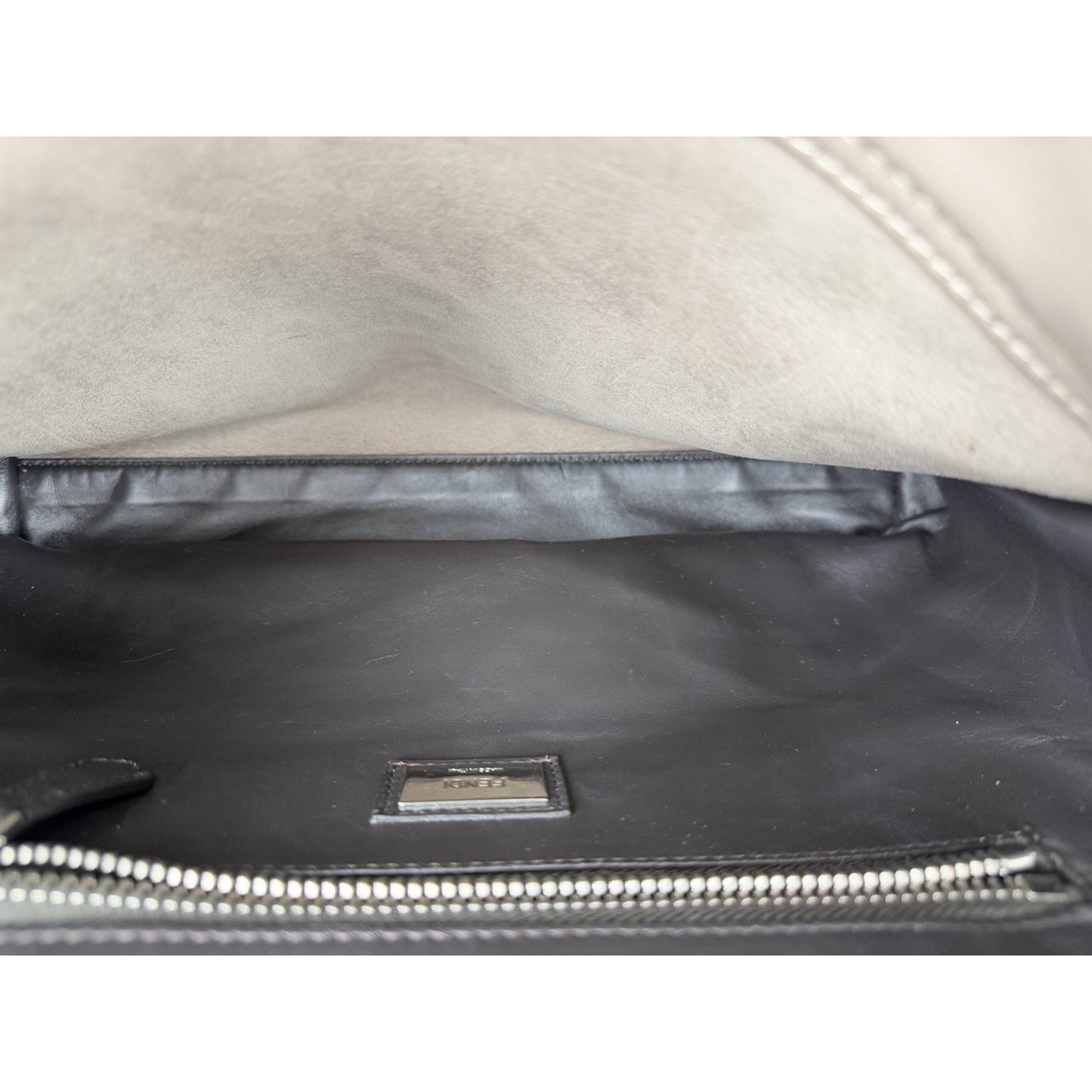 Fendi Peekaboo Python-Trimmed Medium in Taupe Leather for Women B6
