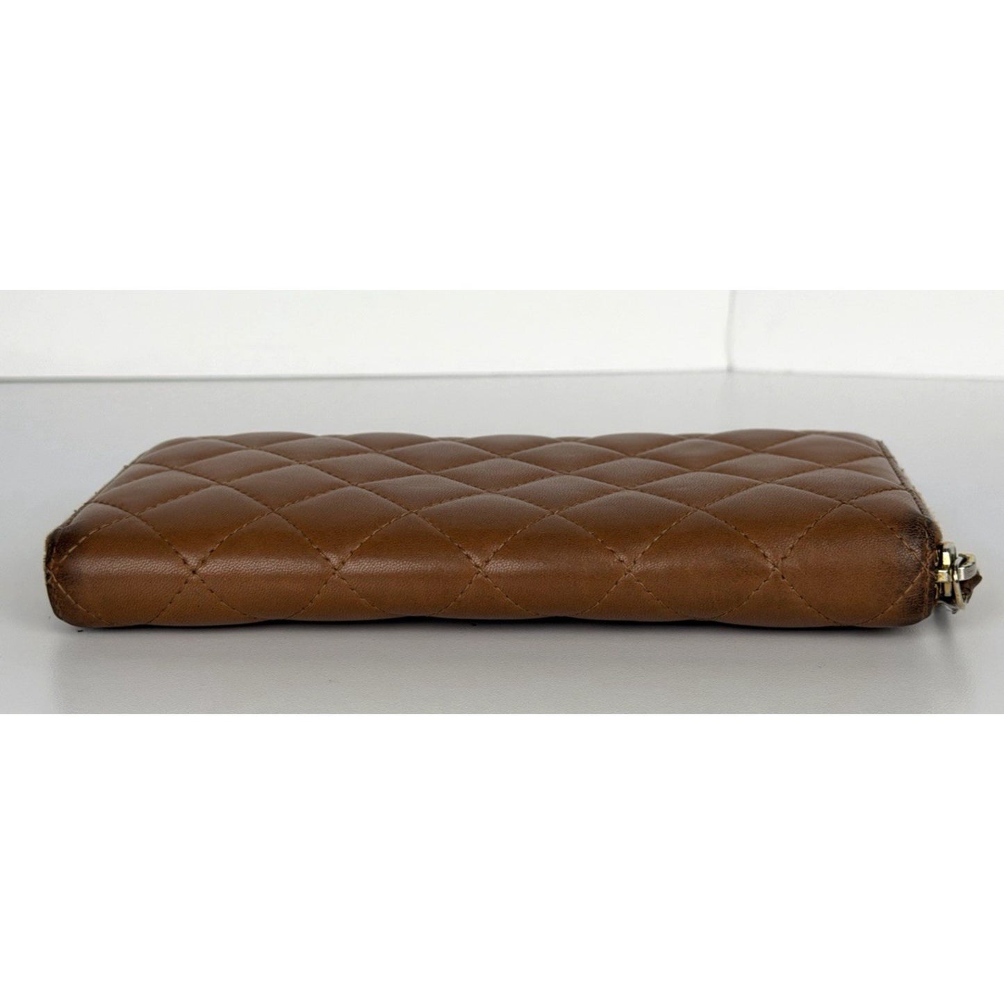 Chanel Timeless Quilted Leather Zip Around Wallet Brown with Gold Hardware