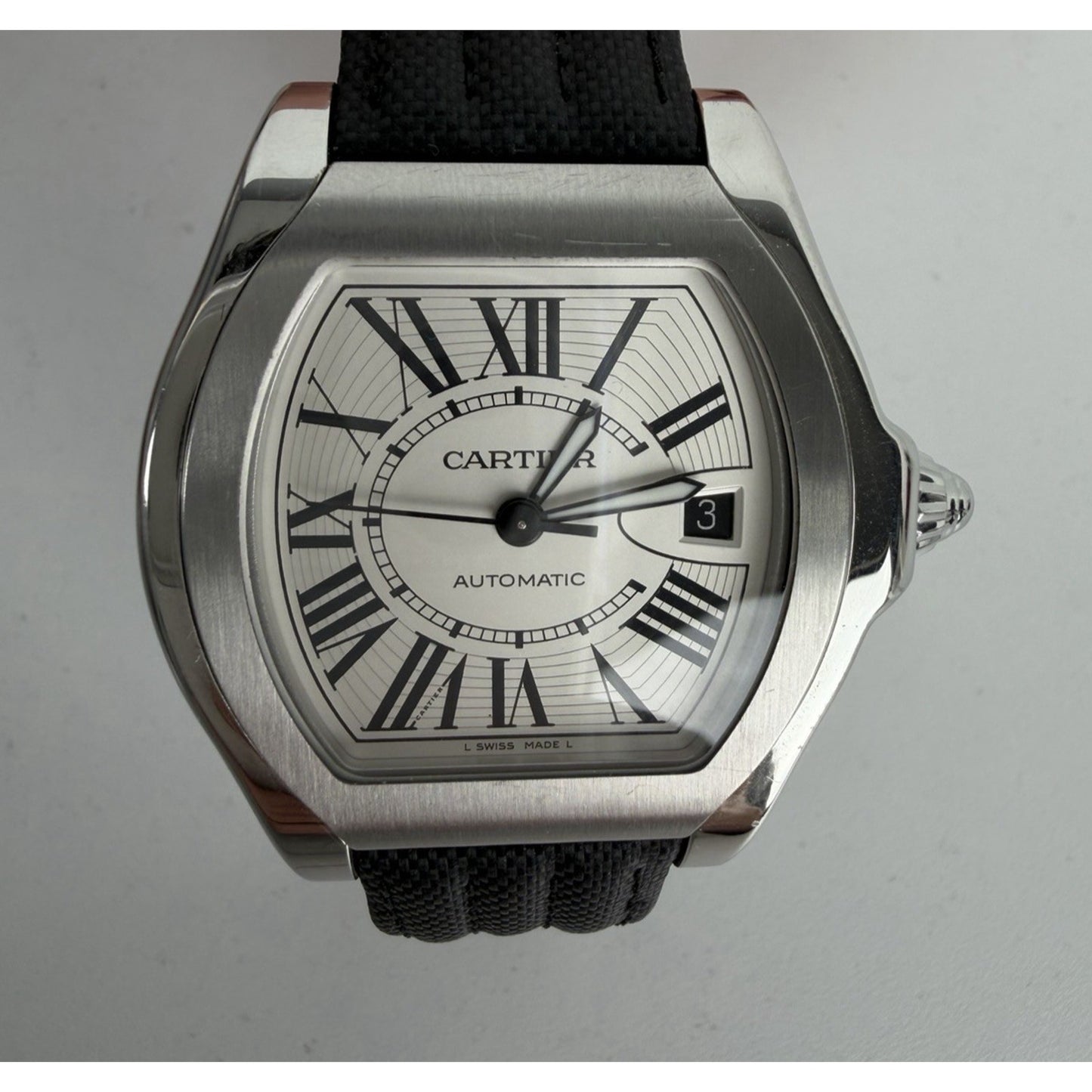 Cartier Roadster 3312 Tonneau-Shaped Case & Black Textured Rubber 41mm