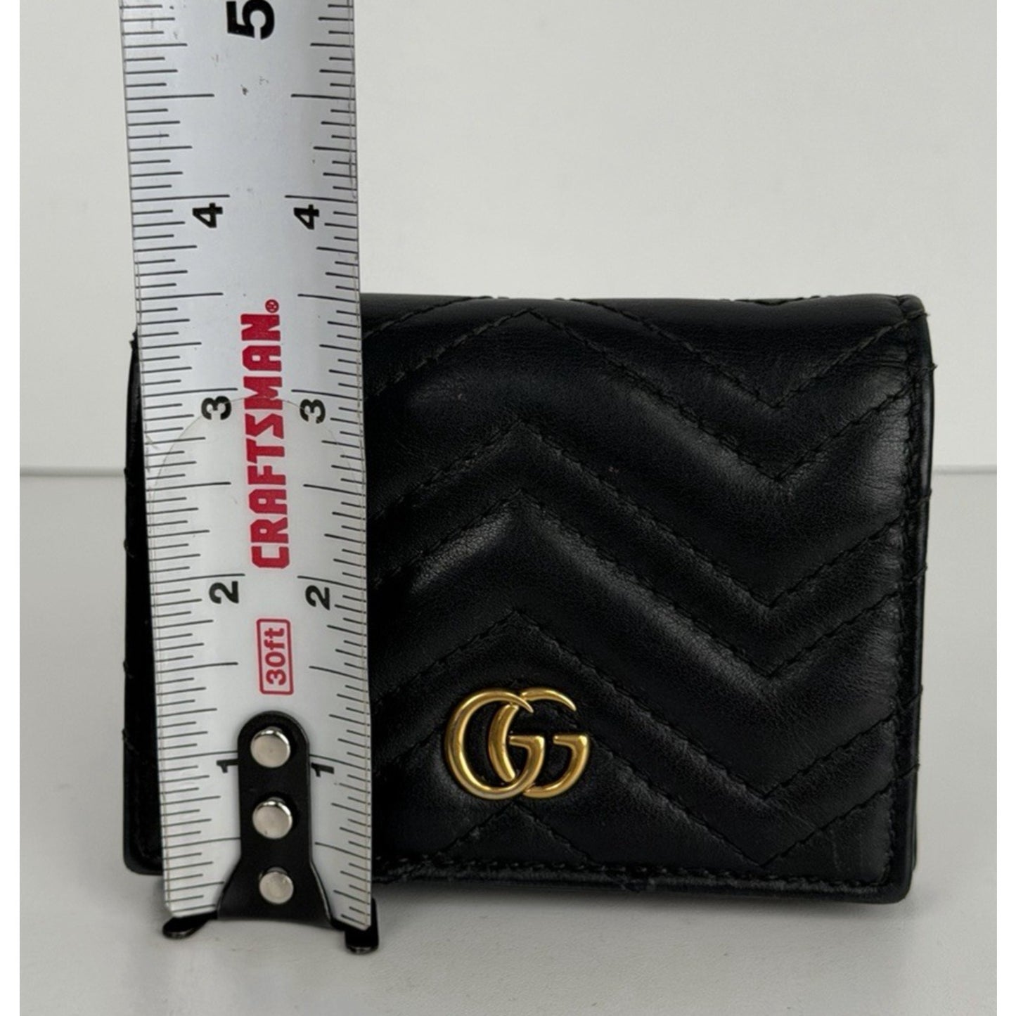 Gucci GG Marmont Matelasse Leather Card Case Wallet in Black K-3