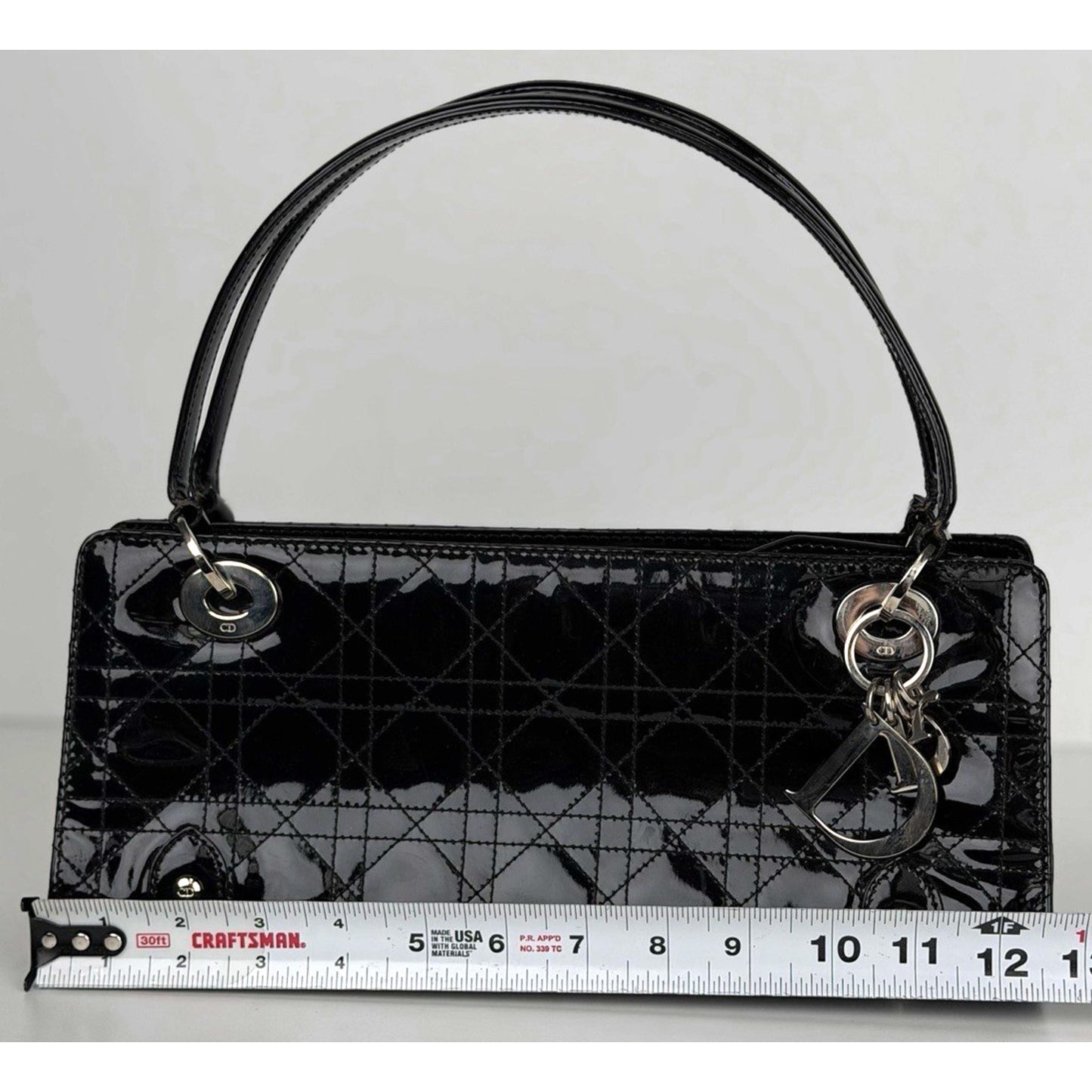 Christian Dior East-West Lady Dior Cannage Shoulder Bag 2005 Black Leather S09