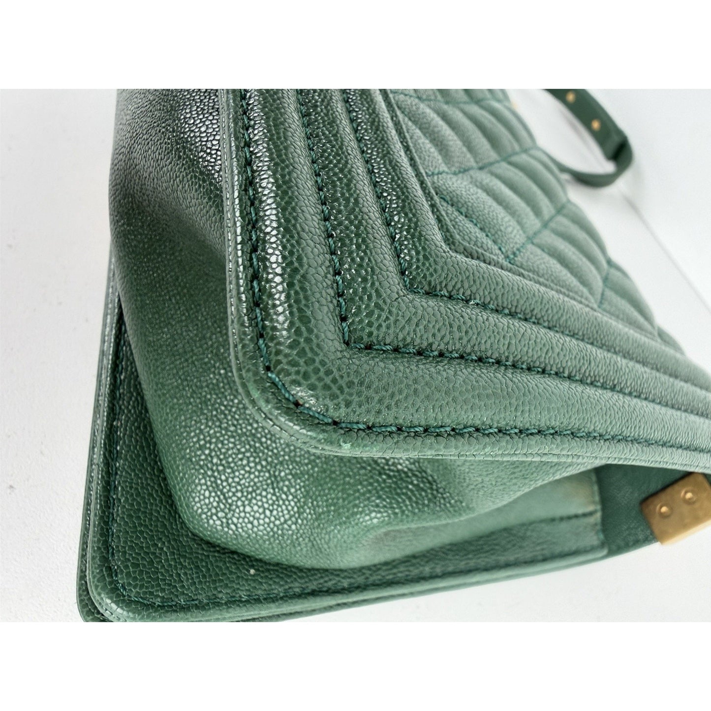 Chanel Boy Flap Bag Medium in Green Caviar Leather Gold Hardware 2018–2019 C-9