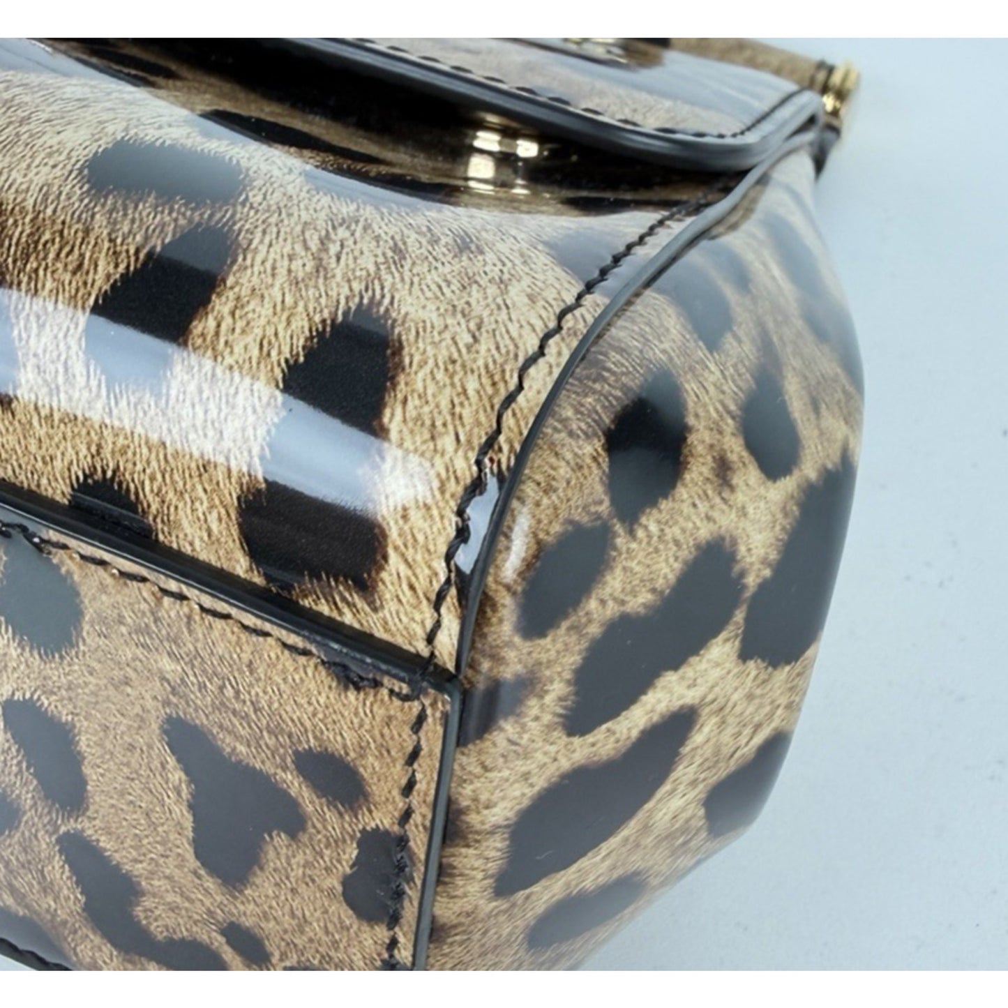 Dolce & Gabbana Medium Sicily Bag in Leopard Print Polished Calfskin Leather B3