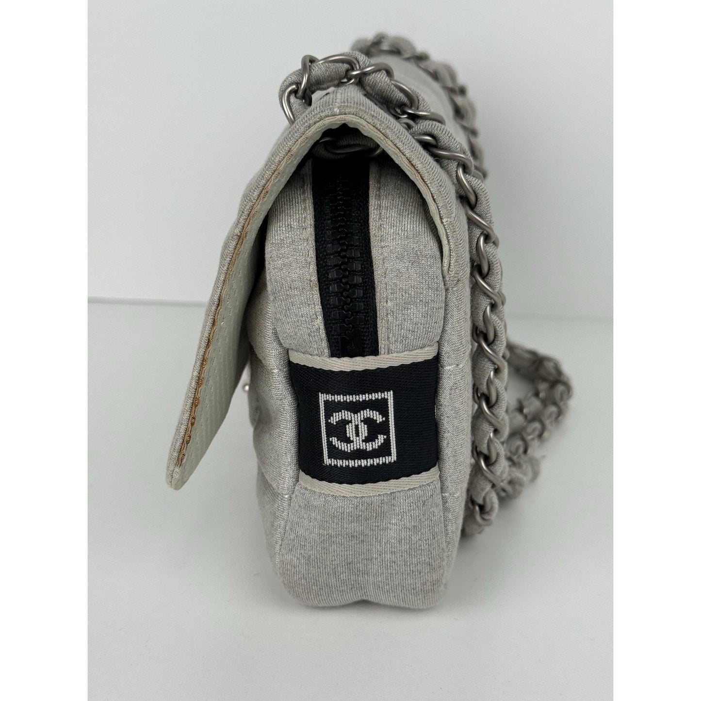 Chanel Sport Line 2006 Quilted Denim Jersey Shoulder Bag