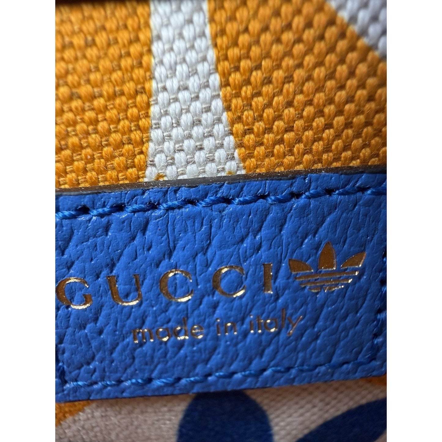 Gucci x Adidas Horsebit Small in Blue and White Leather Shoulder Bag 1955 S10