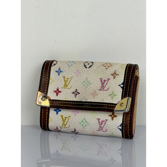 Louis Vuitton White Multicolor Porte-Monnaie Plat Coin Purse