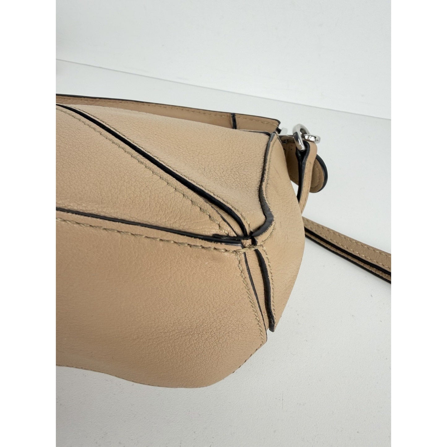 Loewe Puzzle Mini Crossbody Bag in Sand Mink Calfskin Leather C3
