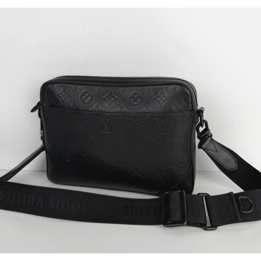 Louis Vuitton Shadow Duo Messenger Bag Black Embossed Monogram Leather NFC S-09