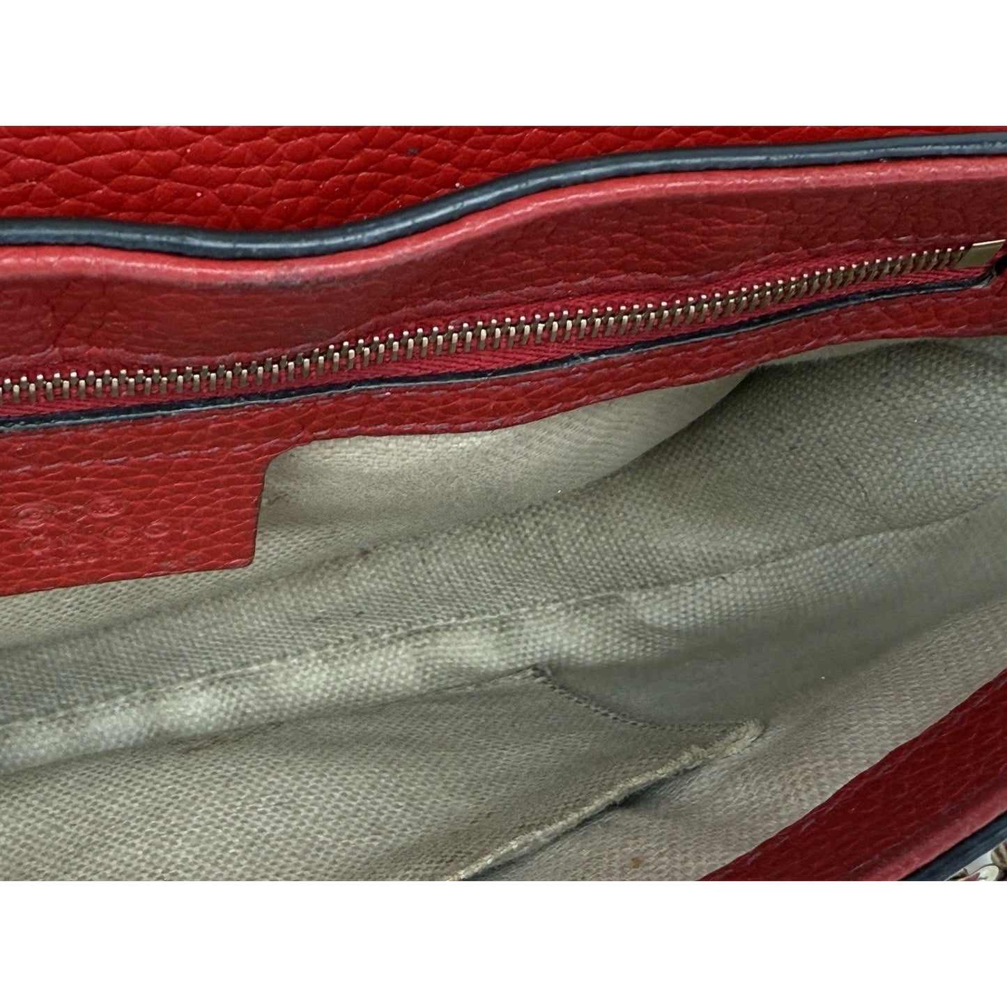 Gucci Soho Red Leather Medium Crossbody Bag with Chain Strap