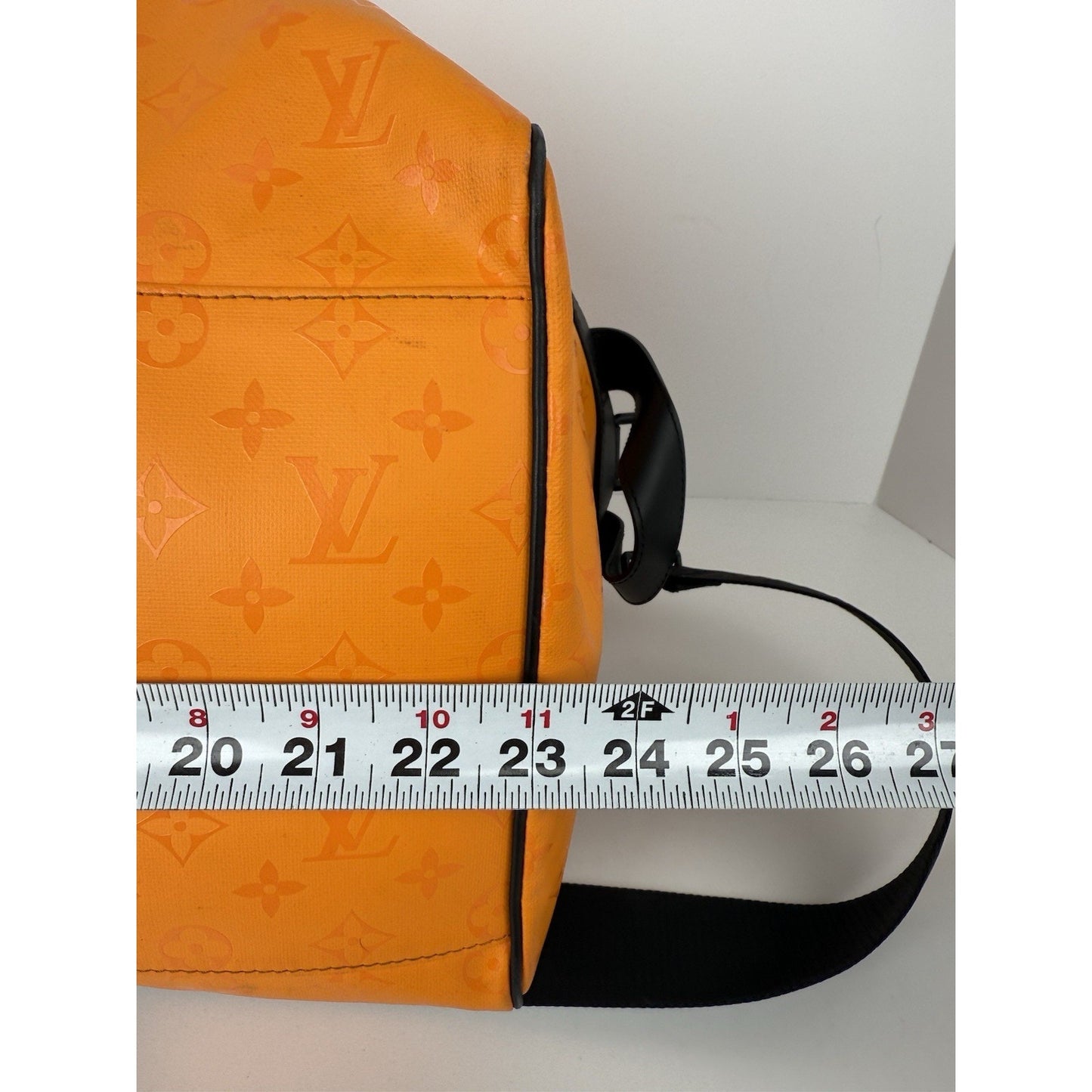 Louis Vuitton Ski Monogram Storm Coated Orange Canvas Keepall Sport