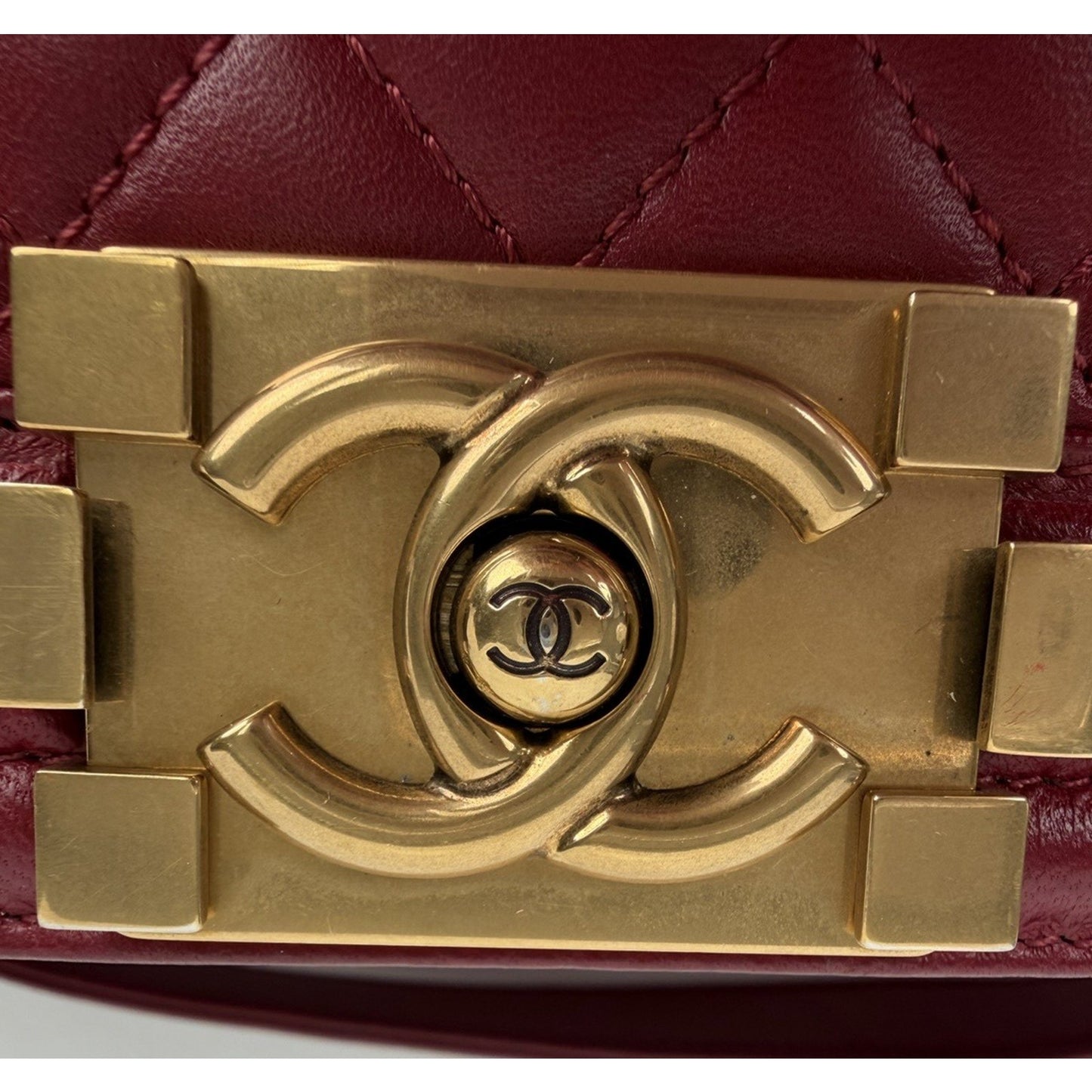 Chanel Boy Bag Large Red Leather & Aged Gold-Tone Hardware 2014 D8