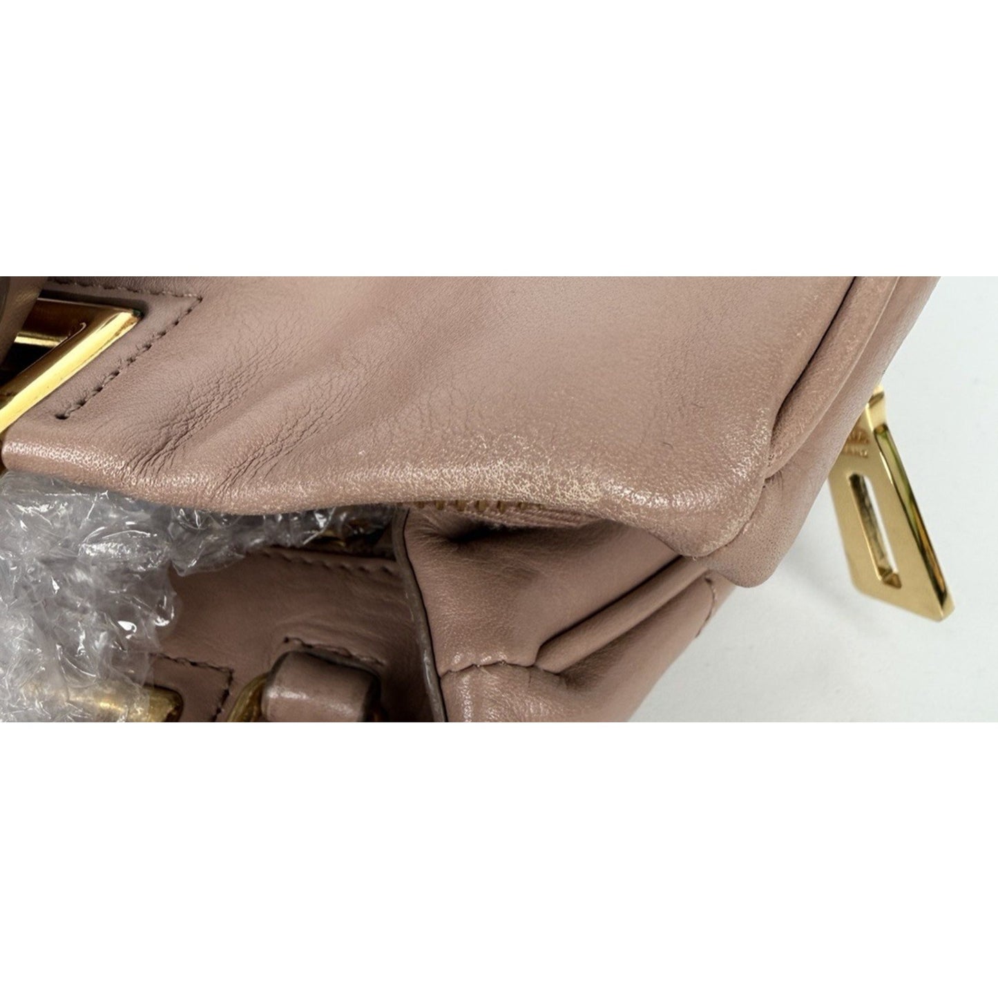 Prada Vitello Bow Satchel On Calf Leather Pink Handbag S05