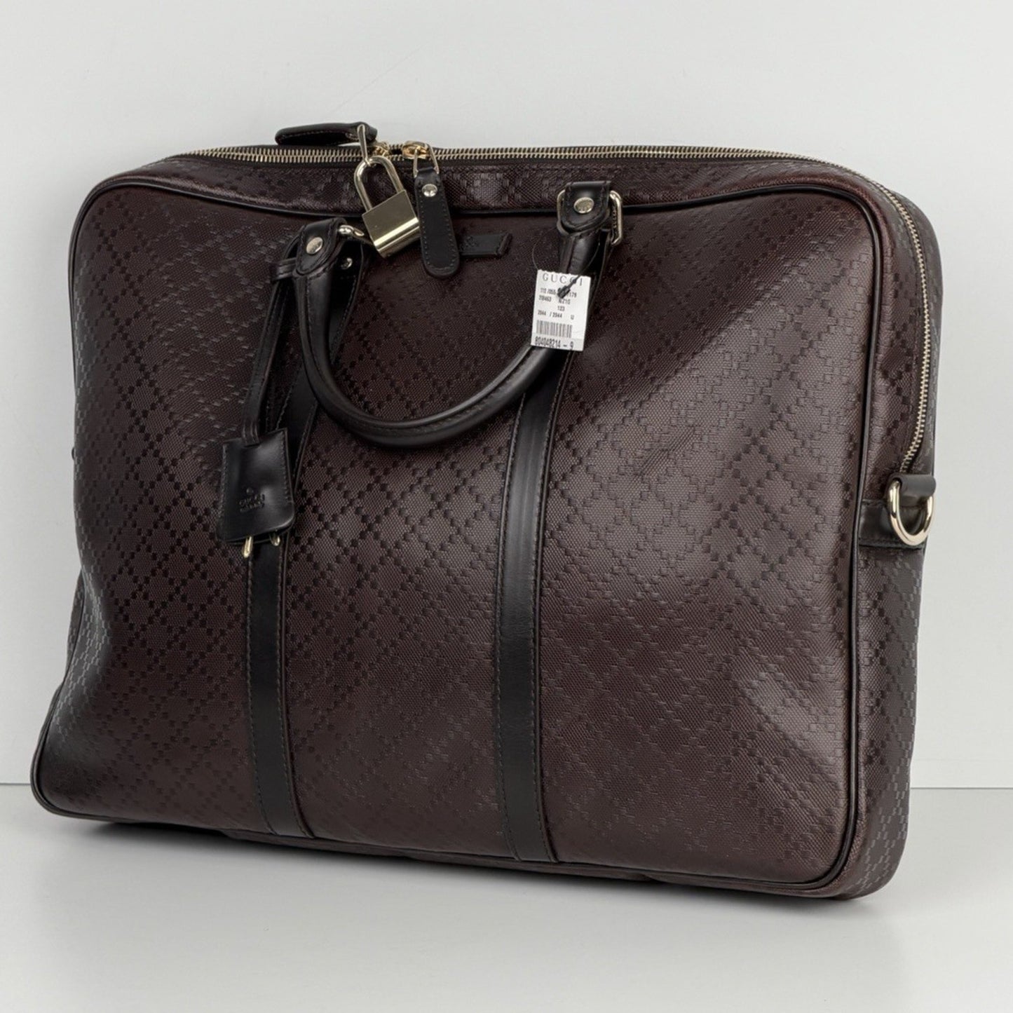 GUCCI Guccissima GG Unisex Brown Leather Briefcase Large S