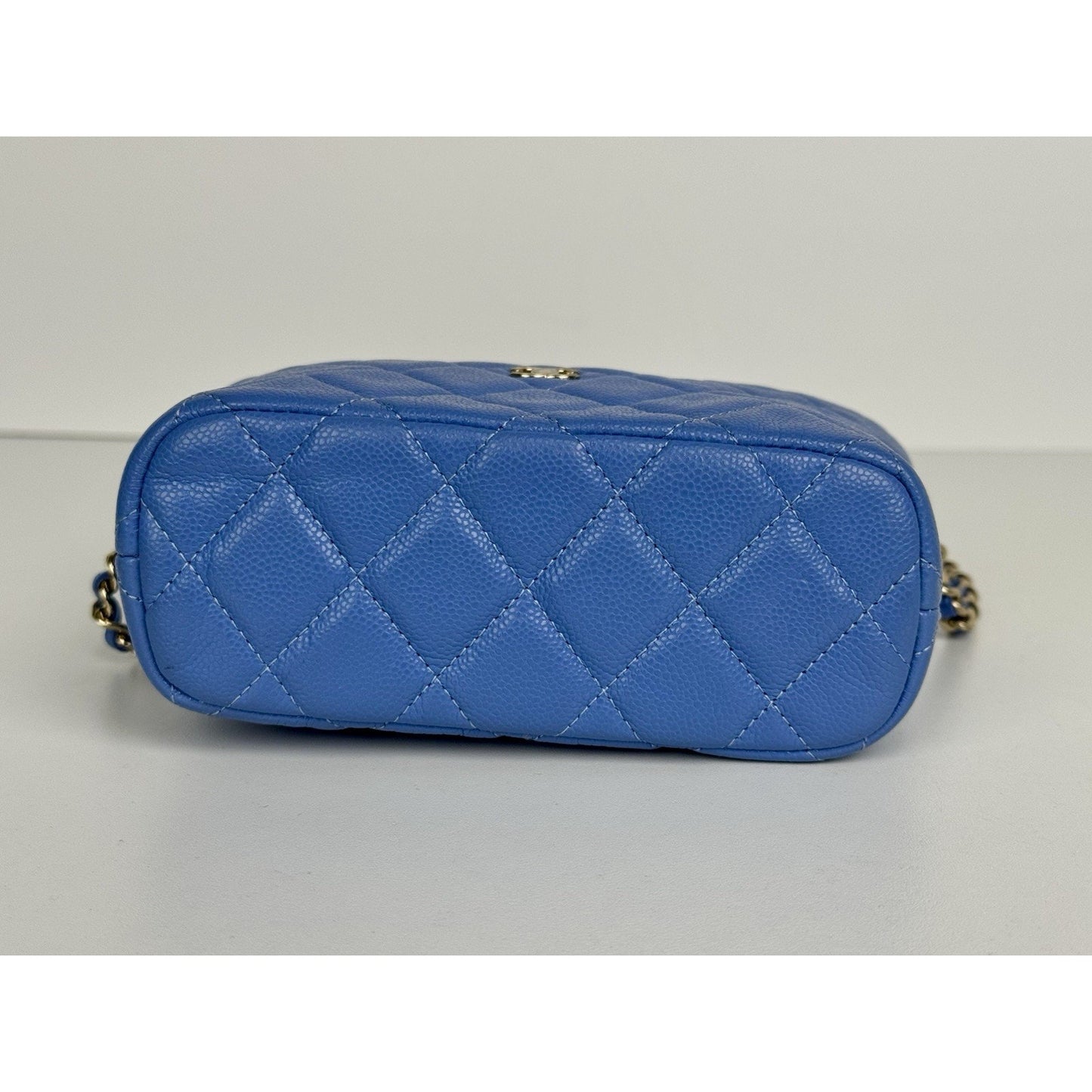 Chanel 25C Quilted Hobo Clutch with Chain Blue Caviar Leather C-8