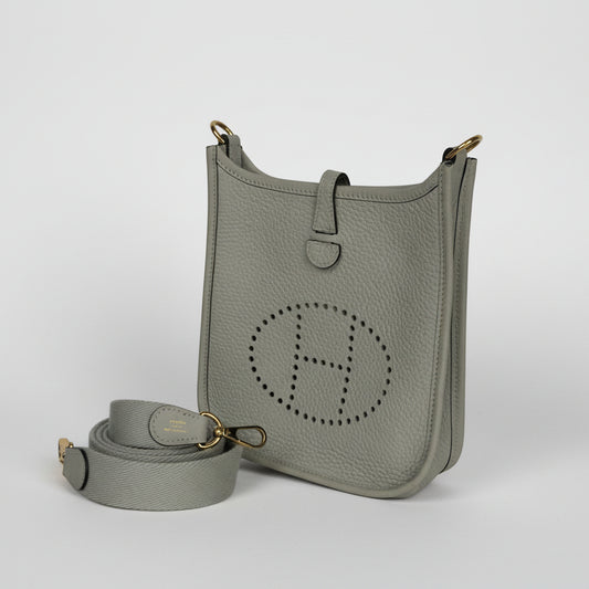 Hermes Evelyne TPM 16 Bag Gris Neve Taurillon Clemence Leather 2023 D9