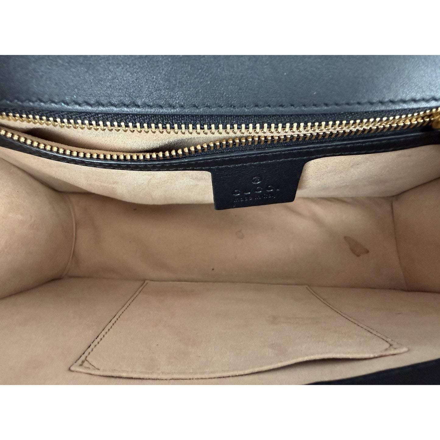 Gucci Sylvie Small Crossbody Bag in Black GG Velvet with Web S08