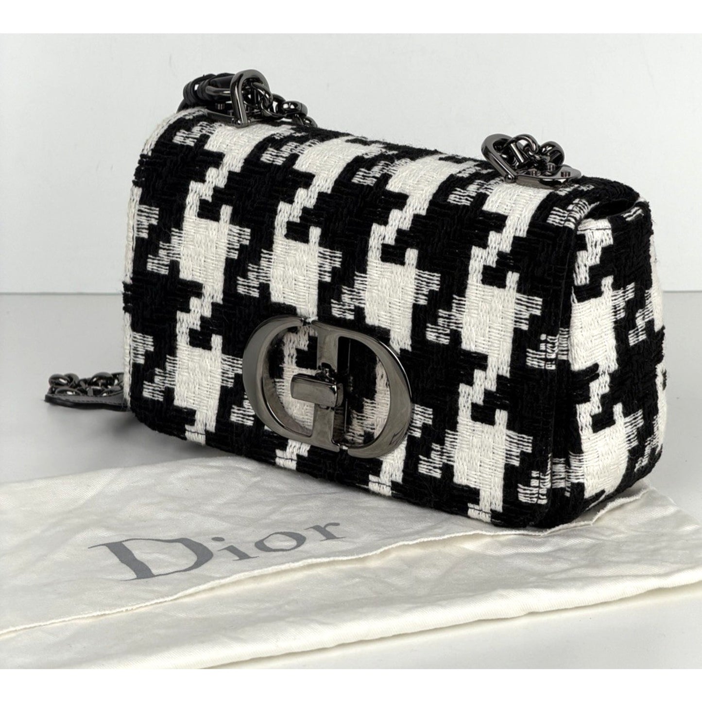 Dior Caro Small Bag in Black and White Macro Technical Canvas "CD" Clasp 2022 S