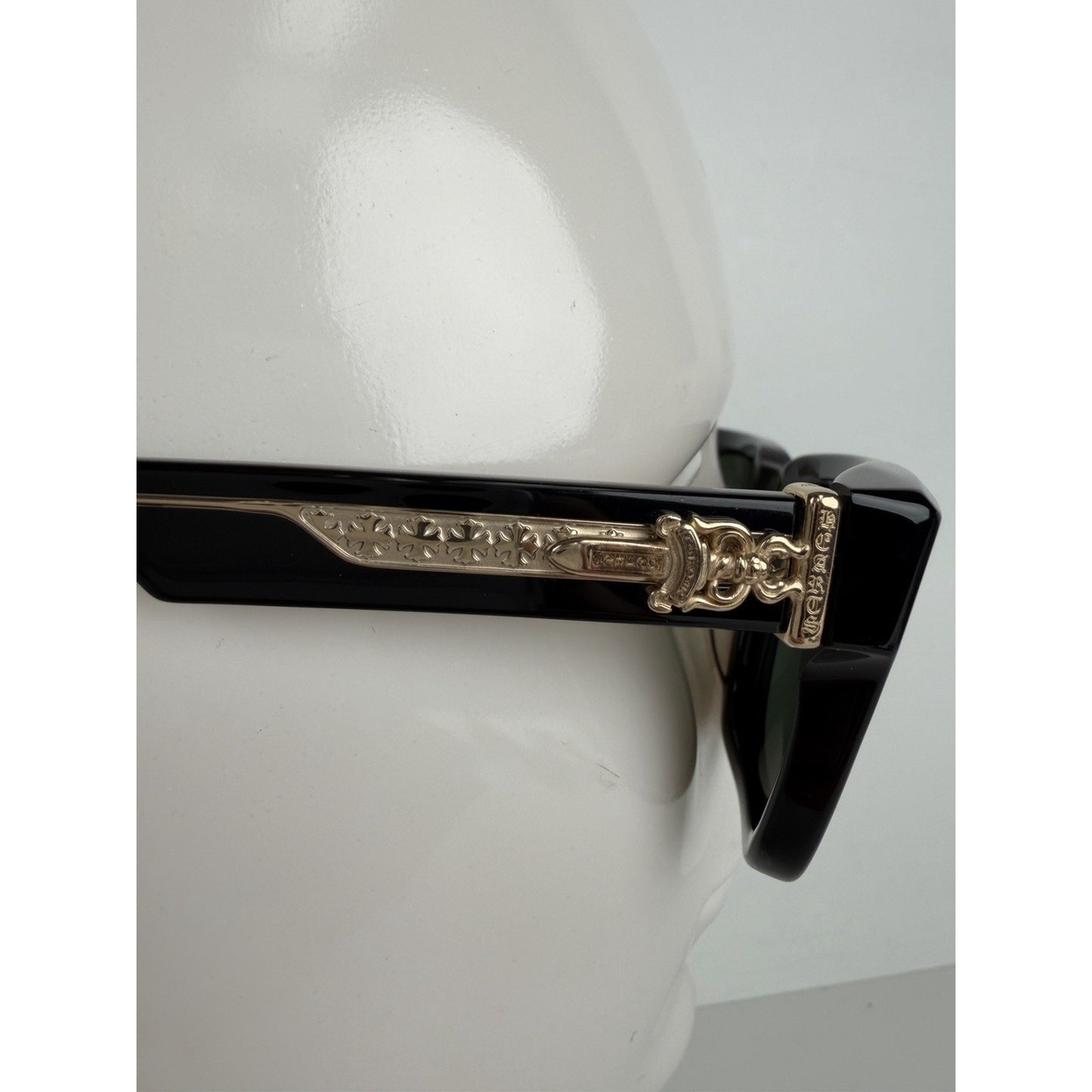 Chrome Hearts Box Officer Square Sunglasses 56 in Black with Dark Green Lenses