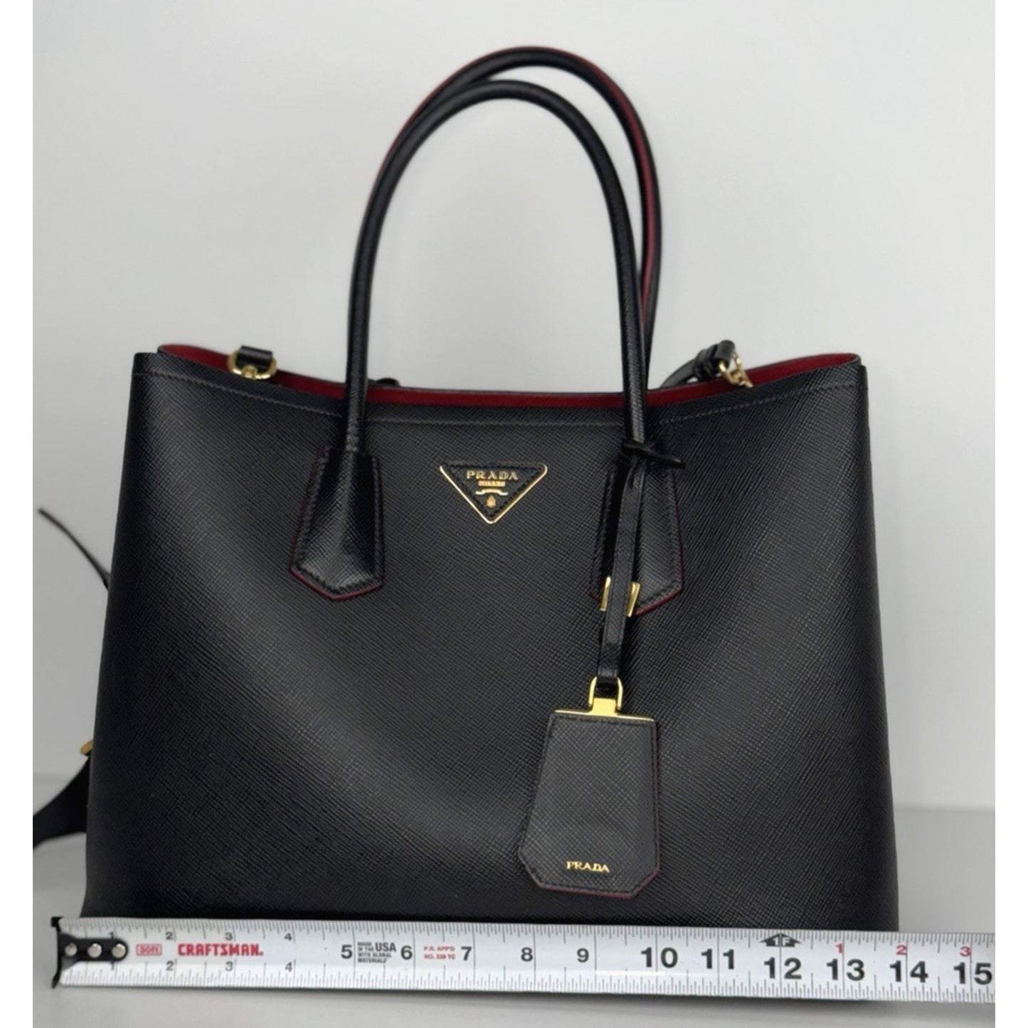 Prada Double Handle Signature Saffiano Leather Bag Large Tote in Black S07