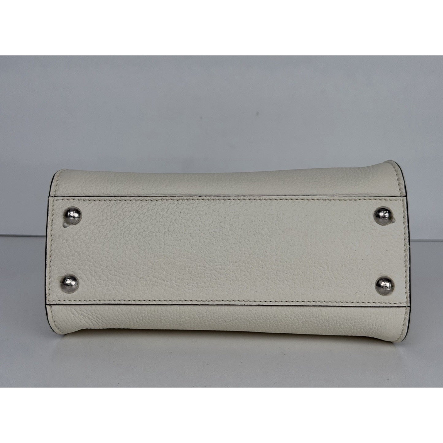 Fendi Peekaboo ISeeU Mini Bag White Cuoio Romano Leather Silver-Tone Hardware B1