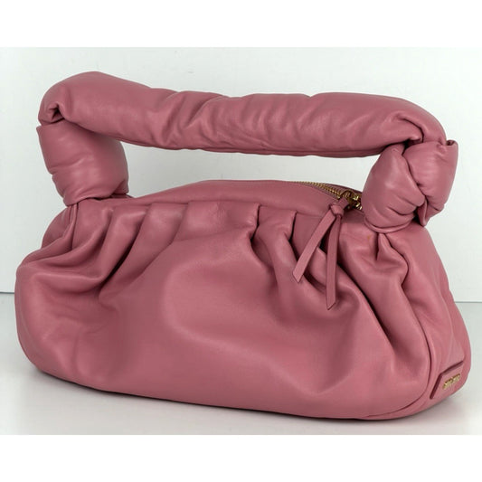 Miu Miu Nappa Knot Top Handle Shoulder Large Puffer Bag in Pink S-15