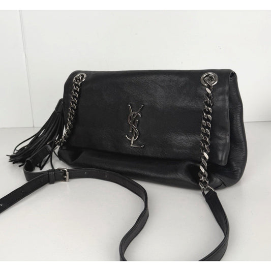 Saint Laurent West Hollywood Medium Chain Crossbody Bag In Black Leather S-10