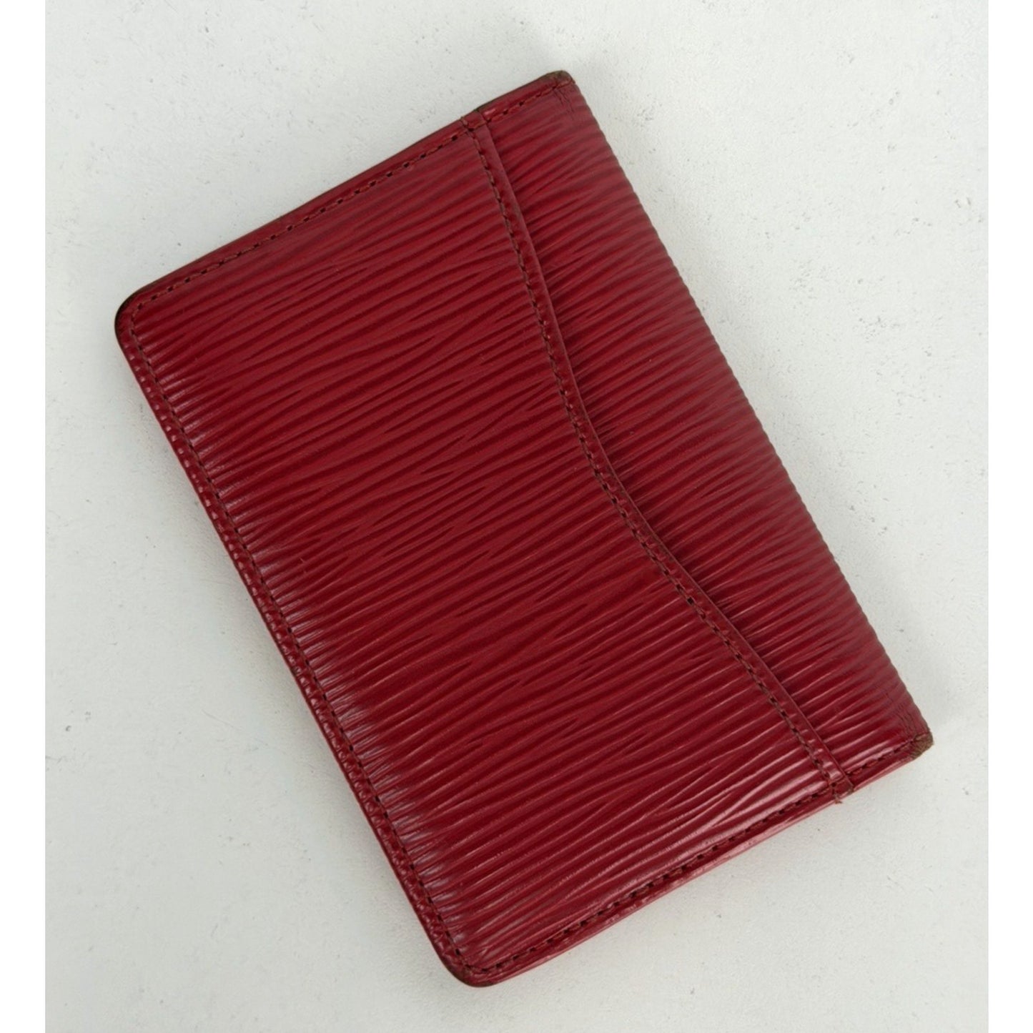 Louis Vuitton Pocket Organizer Card Holder Wallet Red Epi Leather 2005