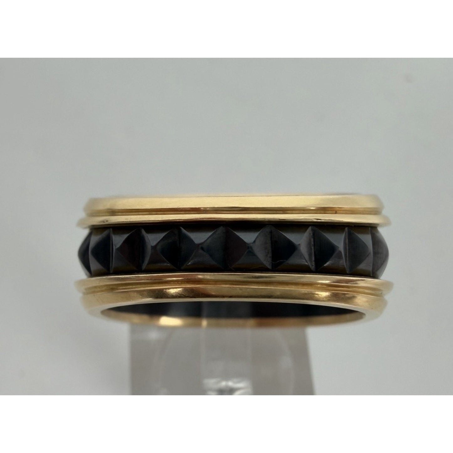 David Yurman Men's Pyramid Signet Ring in Black Titanium with 18K Yellow Gold