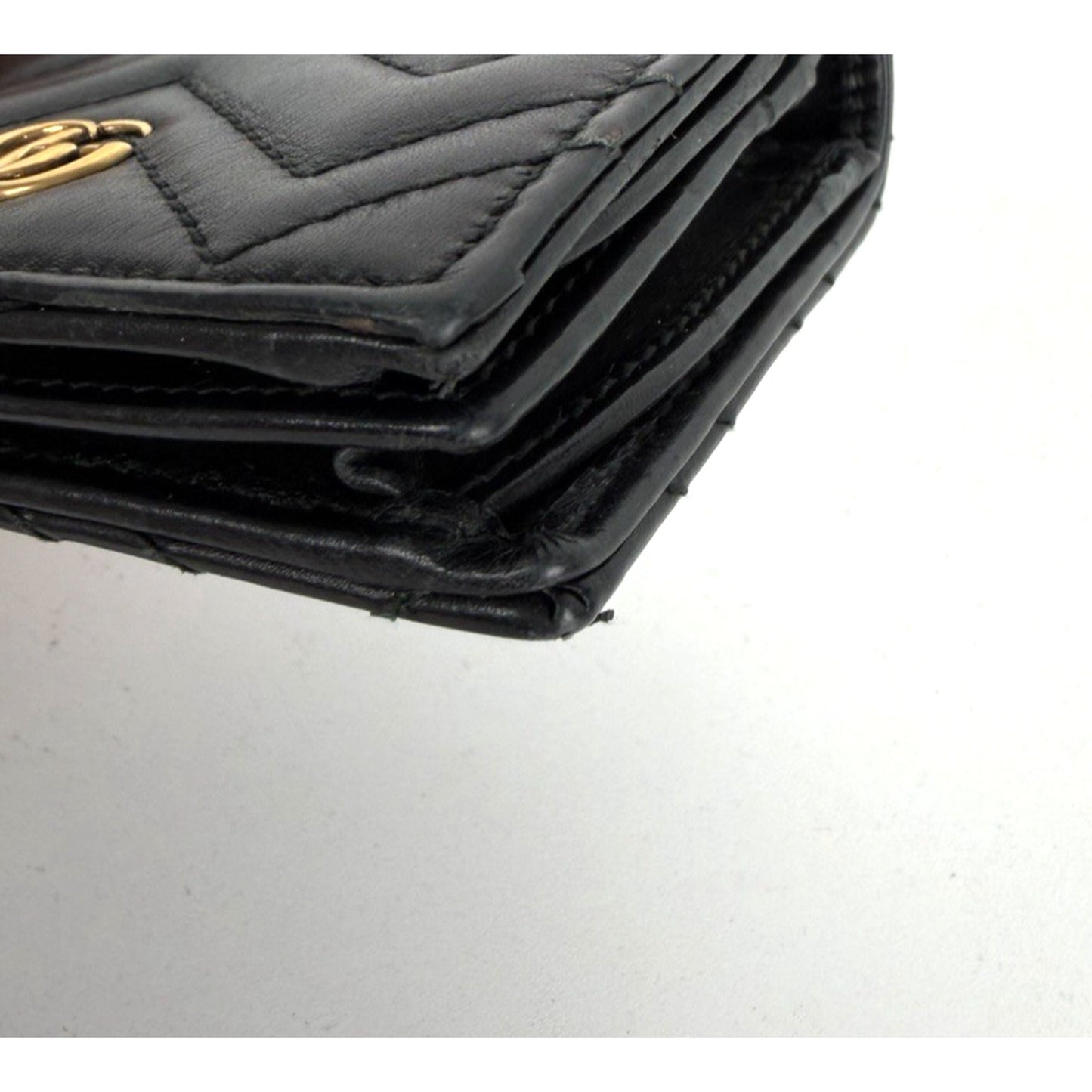 Gucci GG Marmont Matelasse Leather Card Case Wallet in Black K-3