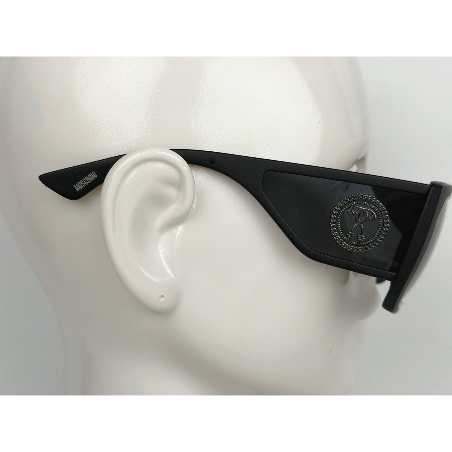 Moschino MOS021/S Square Sunglasses 145 in Matte Black with Dark Lenses