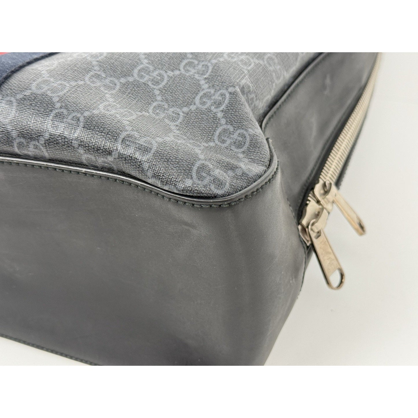 Gucci GG Supreme Black/Grey Coated Canvas Vintage Web Backpack