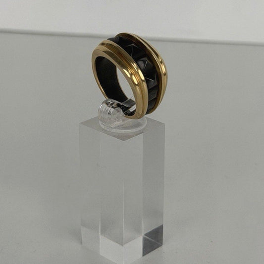 David Yurman Men's Pyramid Signet Ring in Black Titanium with 18K Yellow Gold