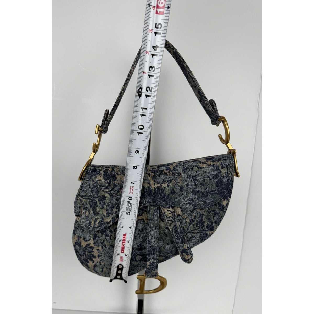 Christian Dior Medium Saddle Bag in Floral Denim Brocade Gold-Tone HW 2022 D4