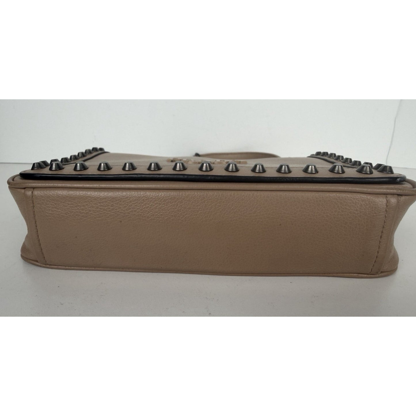 Prada Pattina Glace Studded Crossbody Bag in Neutral Calfskin Leather S-19